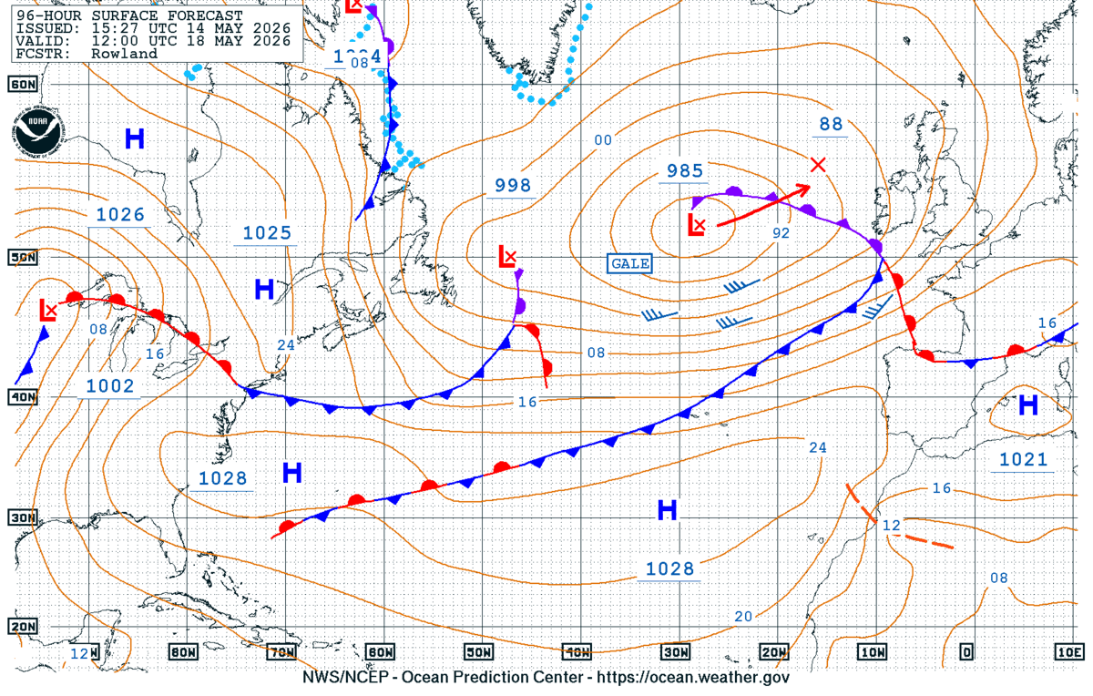 North Atlantic 96 Hour Surface Forecast