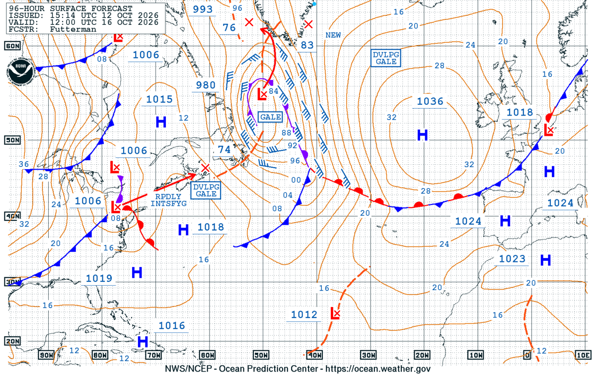 North Atlantic 96 Hour Surface Forecast