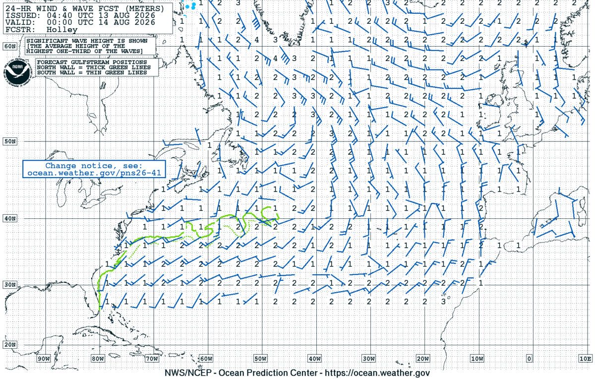 North Atlantic 24 Hour Wind & Wave Forecast