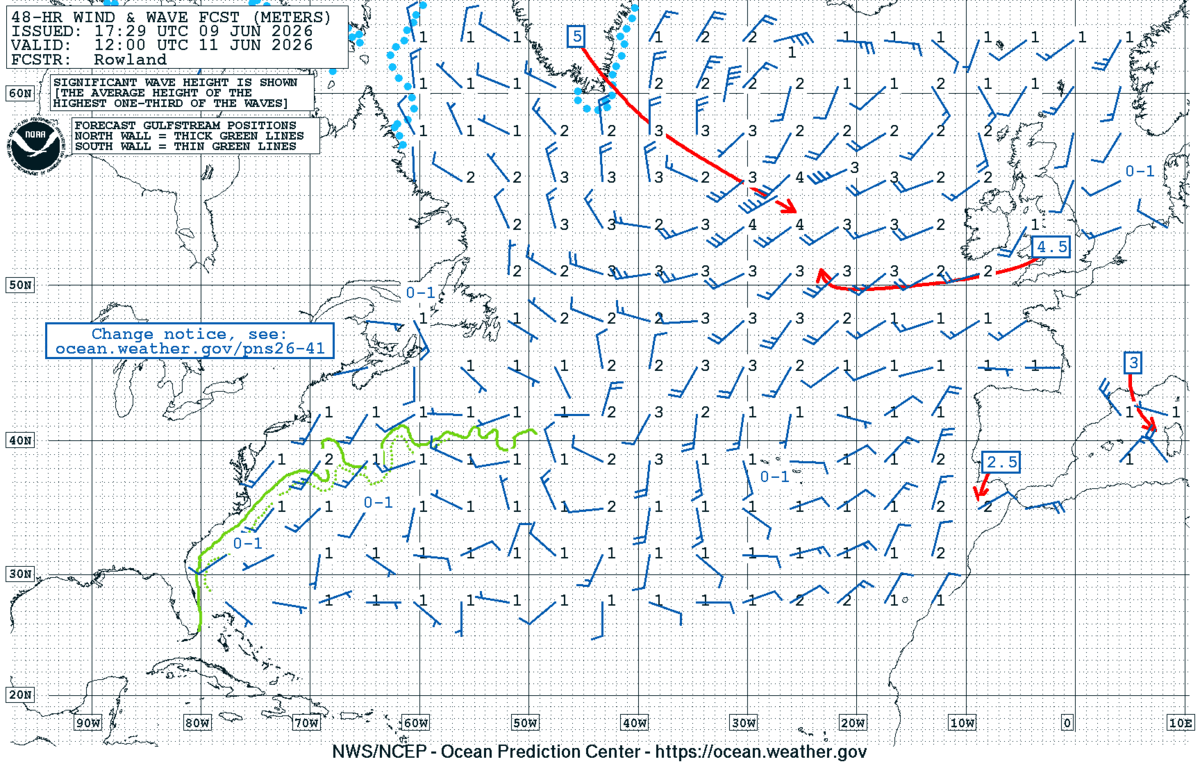 North Atlantic 48 Hour Wind & Wave Forecast