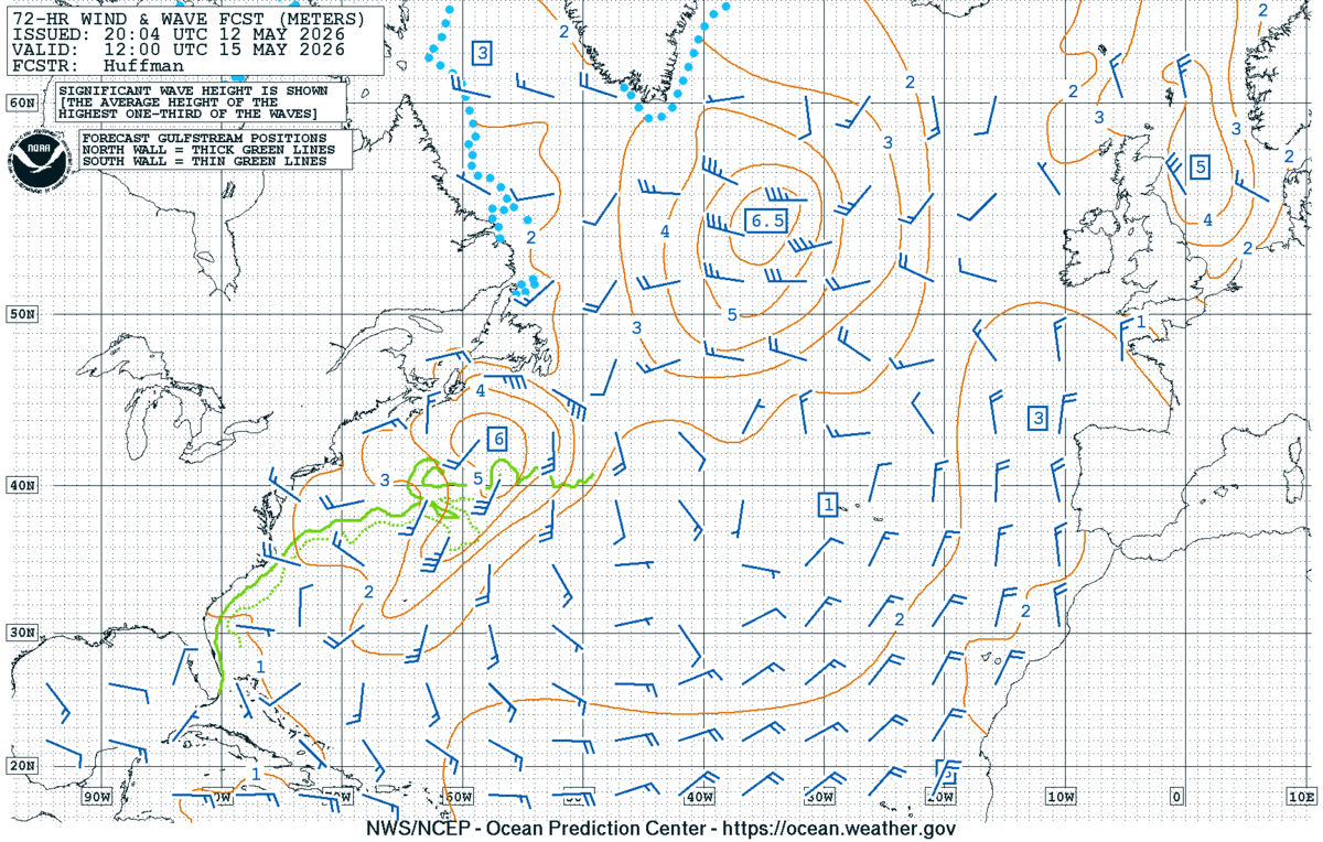North Atlantic 72 Hour Wind & Wave Forecast