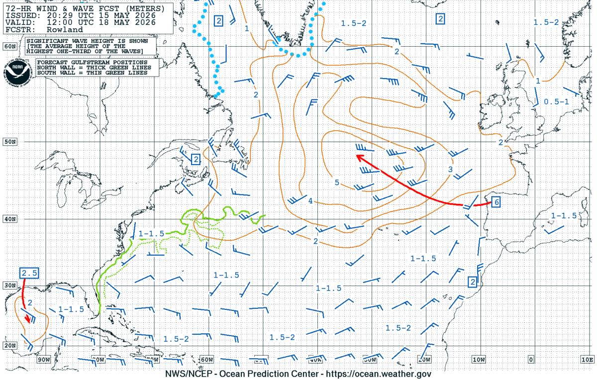North Atlantic 72 Hour Wind & Wave Forecast