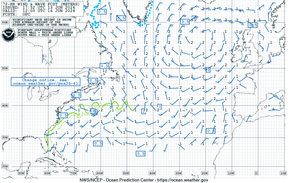 North Atlantic 72 Hour Wind & Wave Forecast