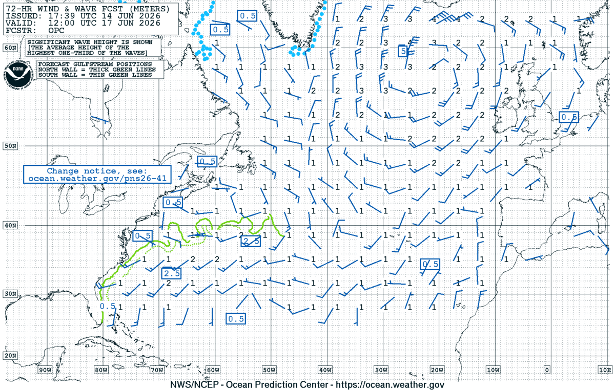 North Atlantic 72 Hour Wind & Wave Forecast