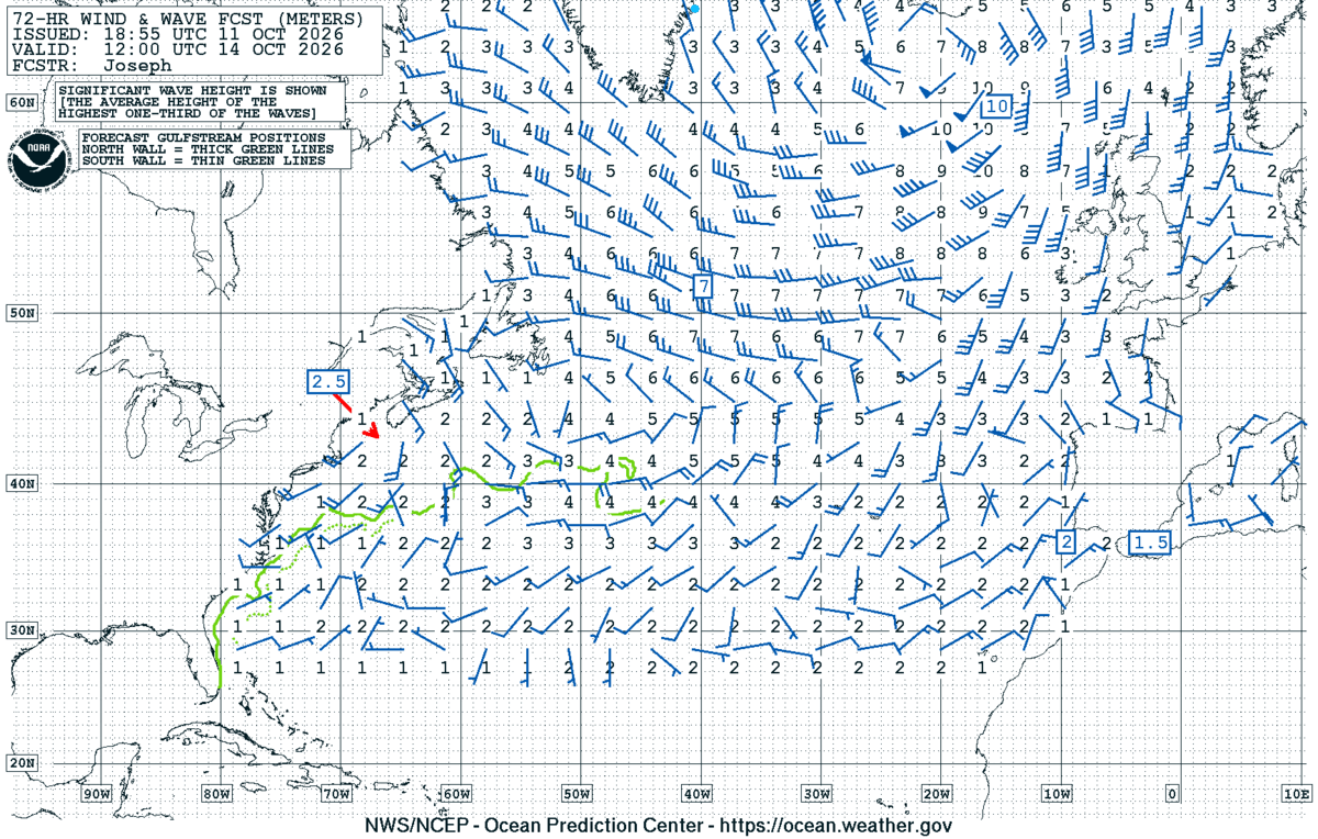 North Atlantic 72 Hour Wind & Wave Forecast