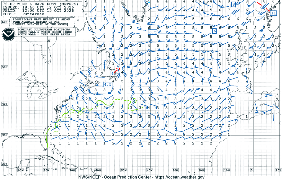 North Atlantic 72 Hour Wind & Wave Forecast