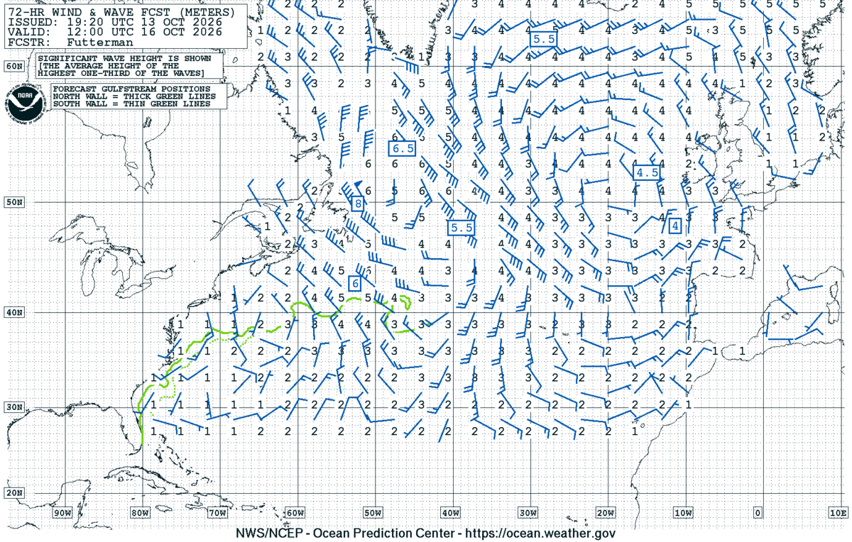 North Atlantic 72 Hour Wind & Wave Forecast