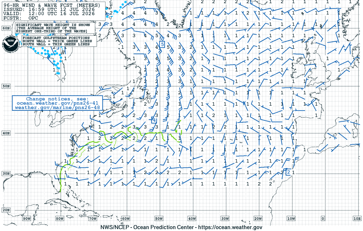 North Atlantic 96 Hour Wind & Wave Forecast