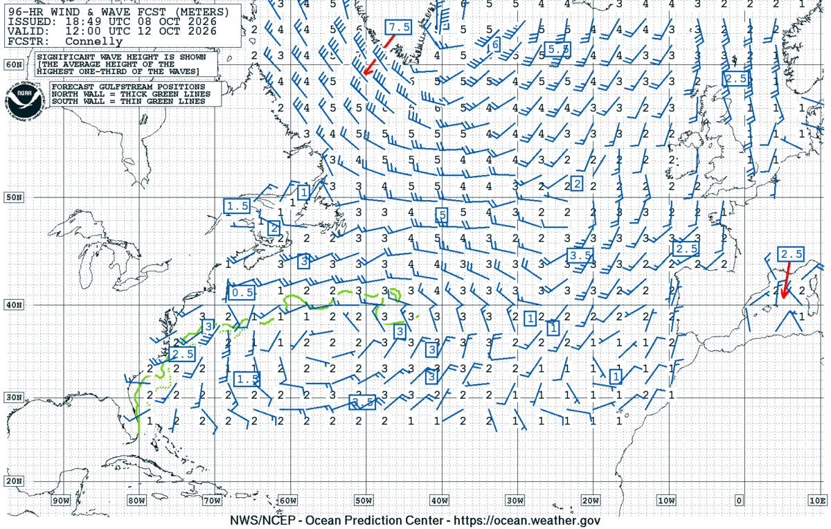 North Atlantic 96 Hour Wind & Wave Forecast