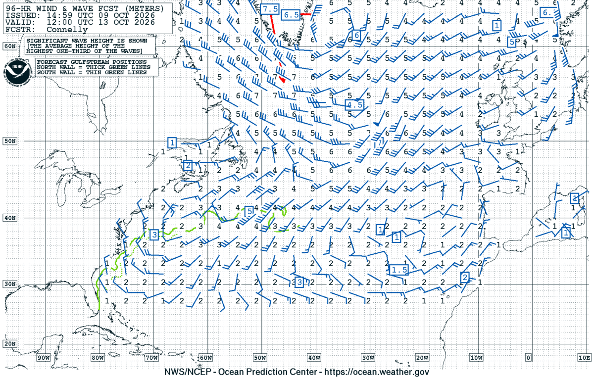North Atlantic 96 Hour Wind & Wave Forecast