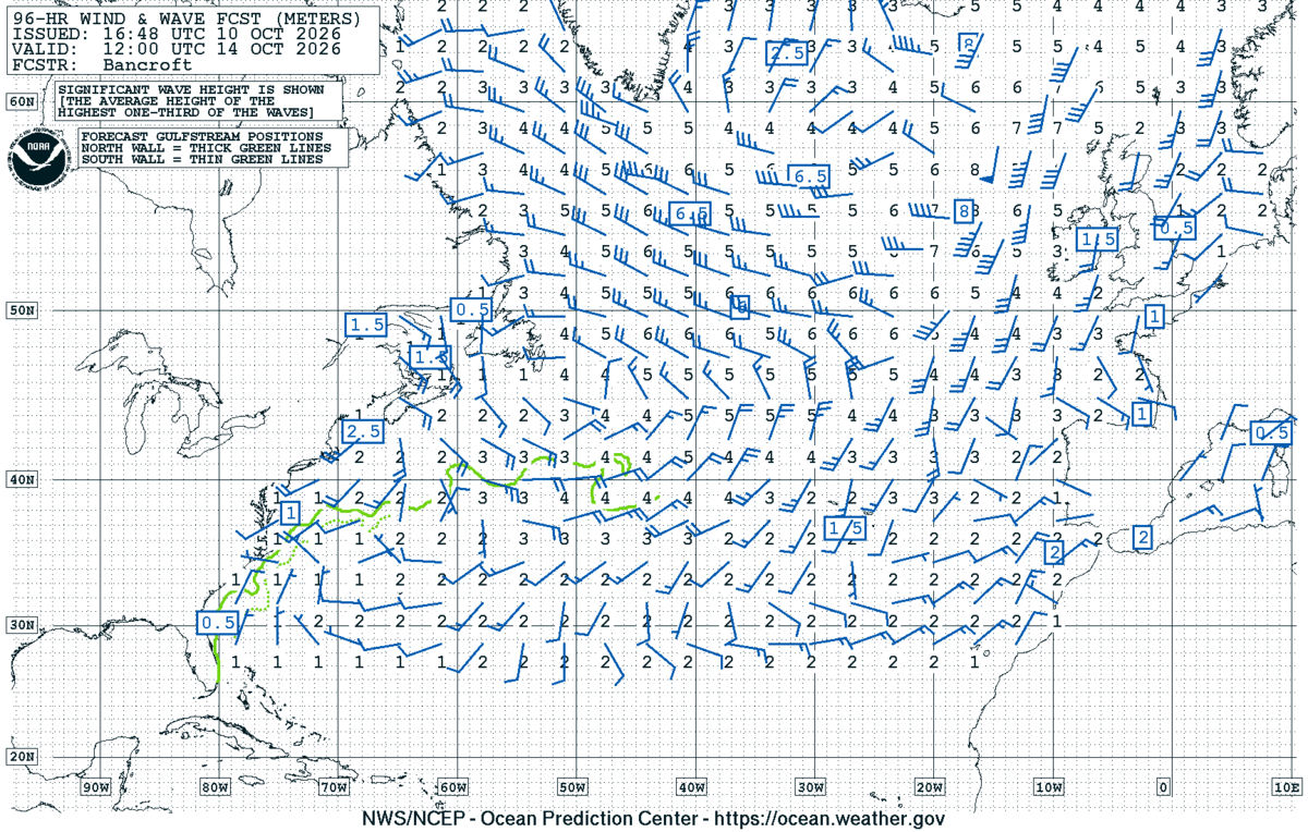 North Atlantic 96 Hour Wind & Wave Forecast