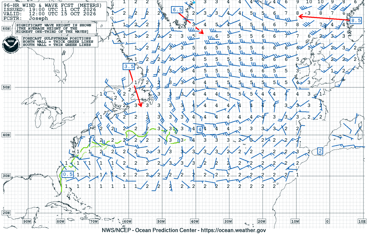 North Atlantic 96 Hour Wind & Wave Forecast