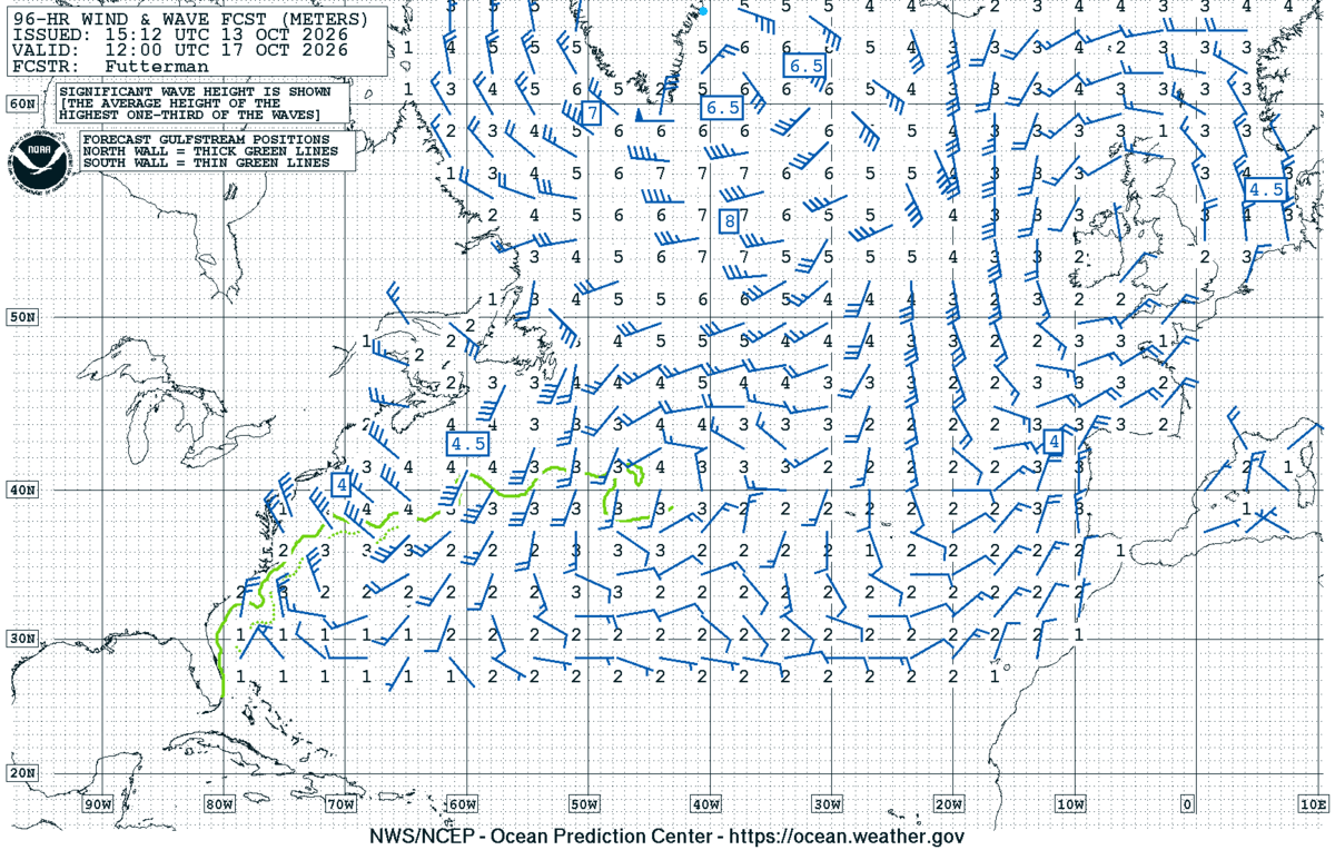 North Atlantic 96 Hour Wind & Wave Forecast