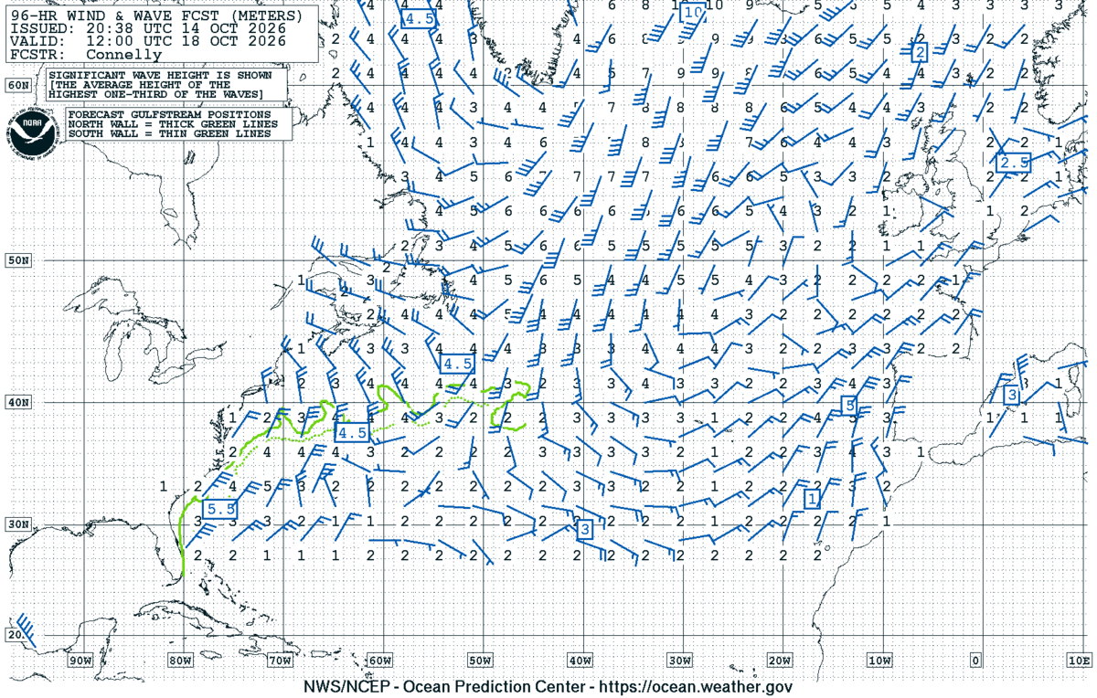 North Atlantic 96 Hour Wind & Wave Forecast