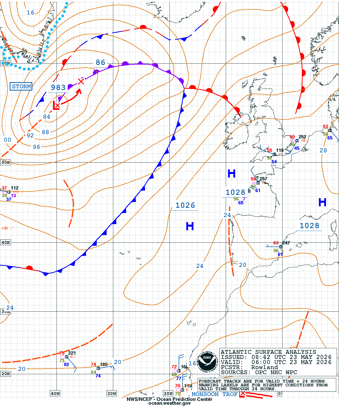 East Atlantic Surface Analysis