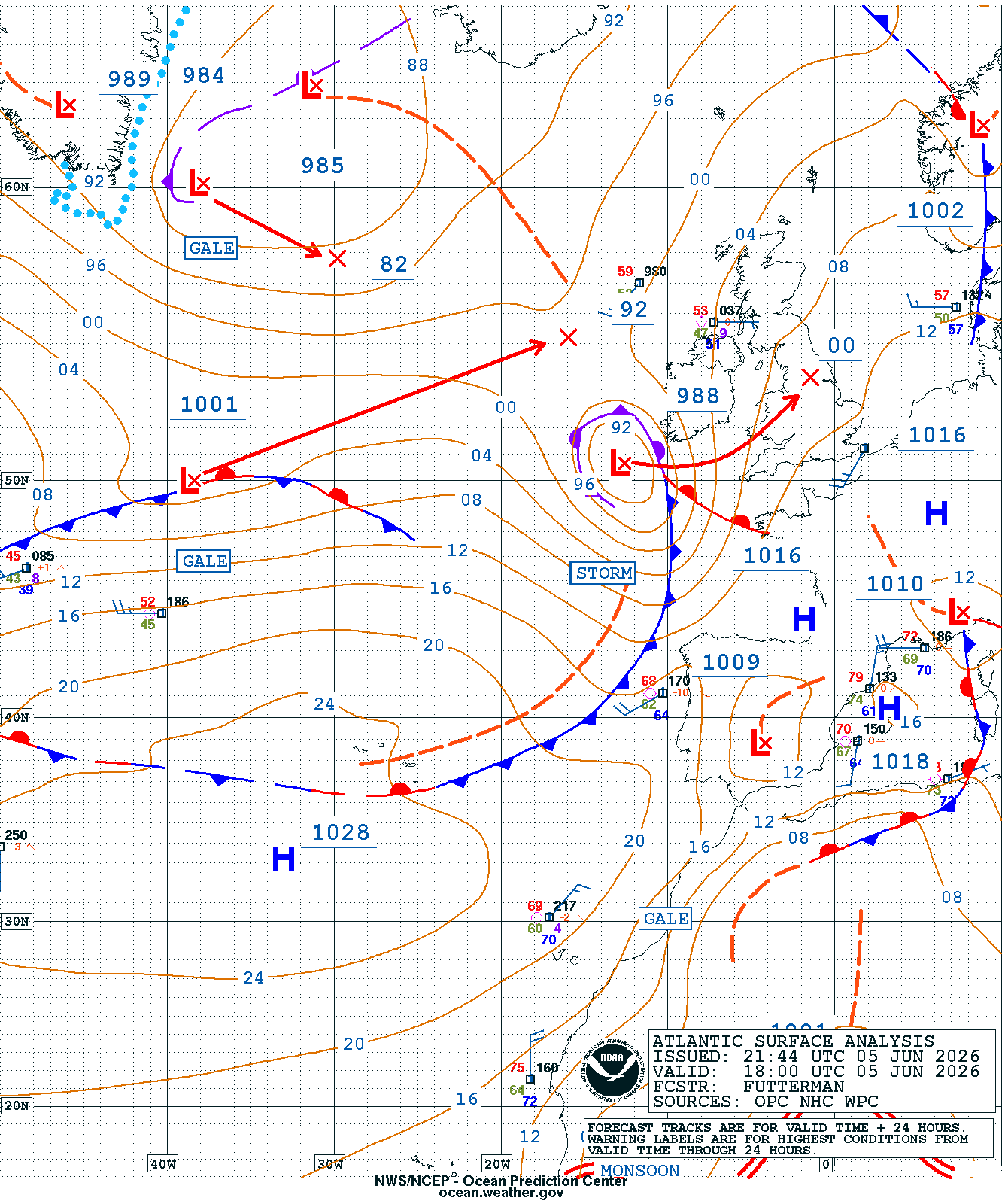 East Atlantic Surface Analysis