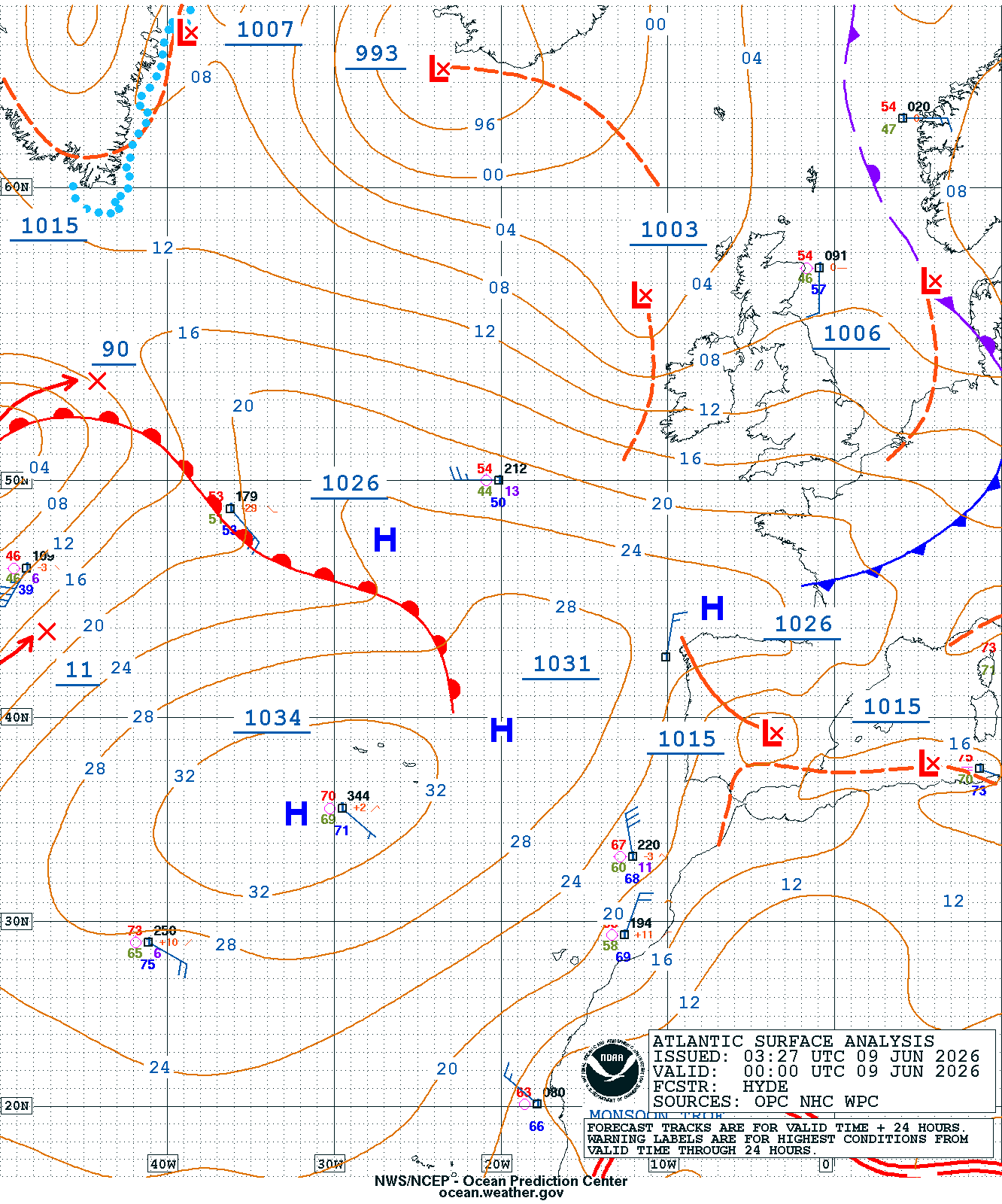 East Atlantic Surface Analysis