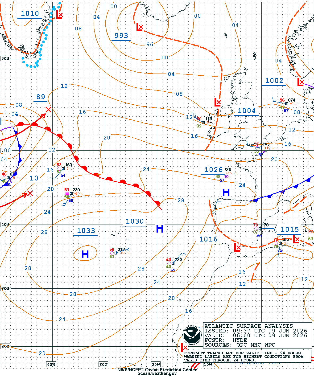 East Atlantic Surface Analysis