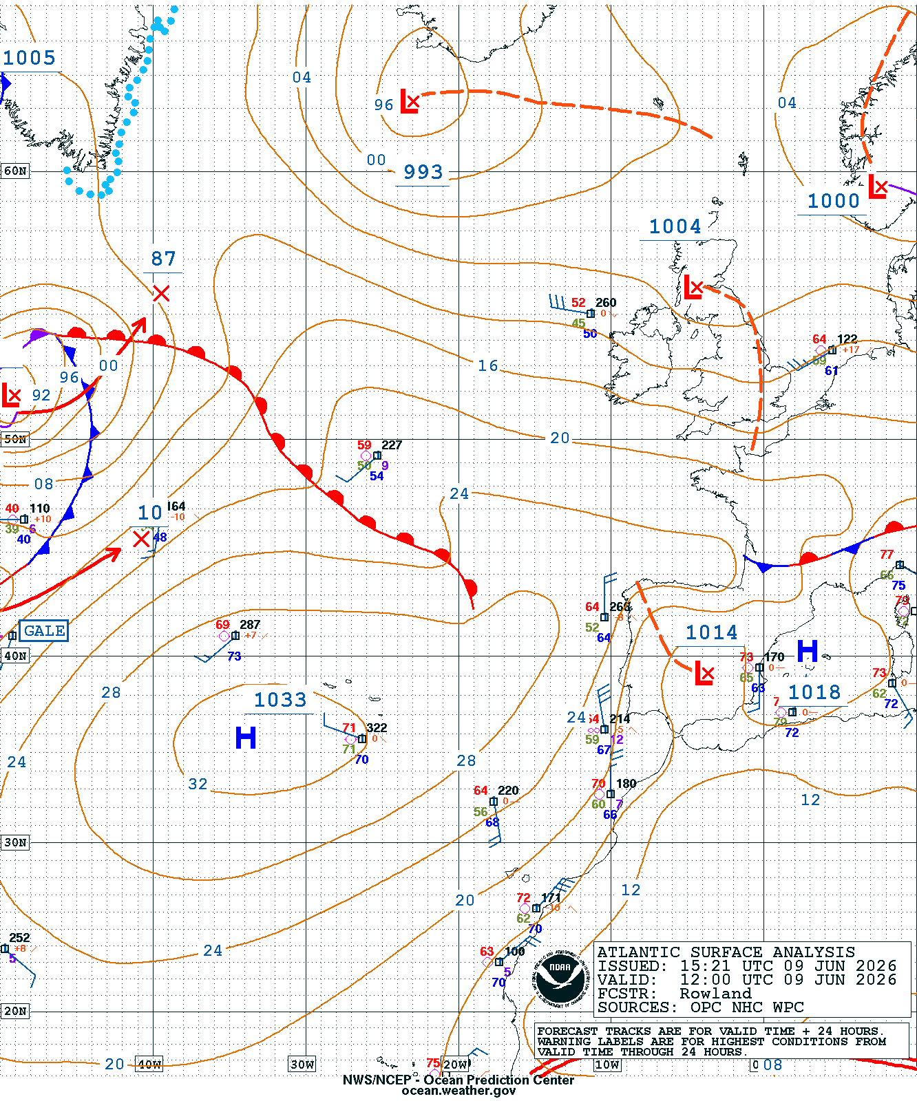 East Atlantic Surface Analysis