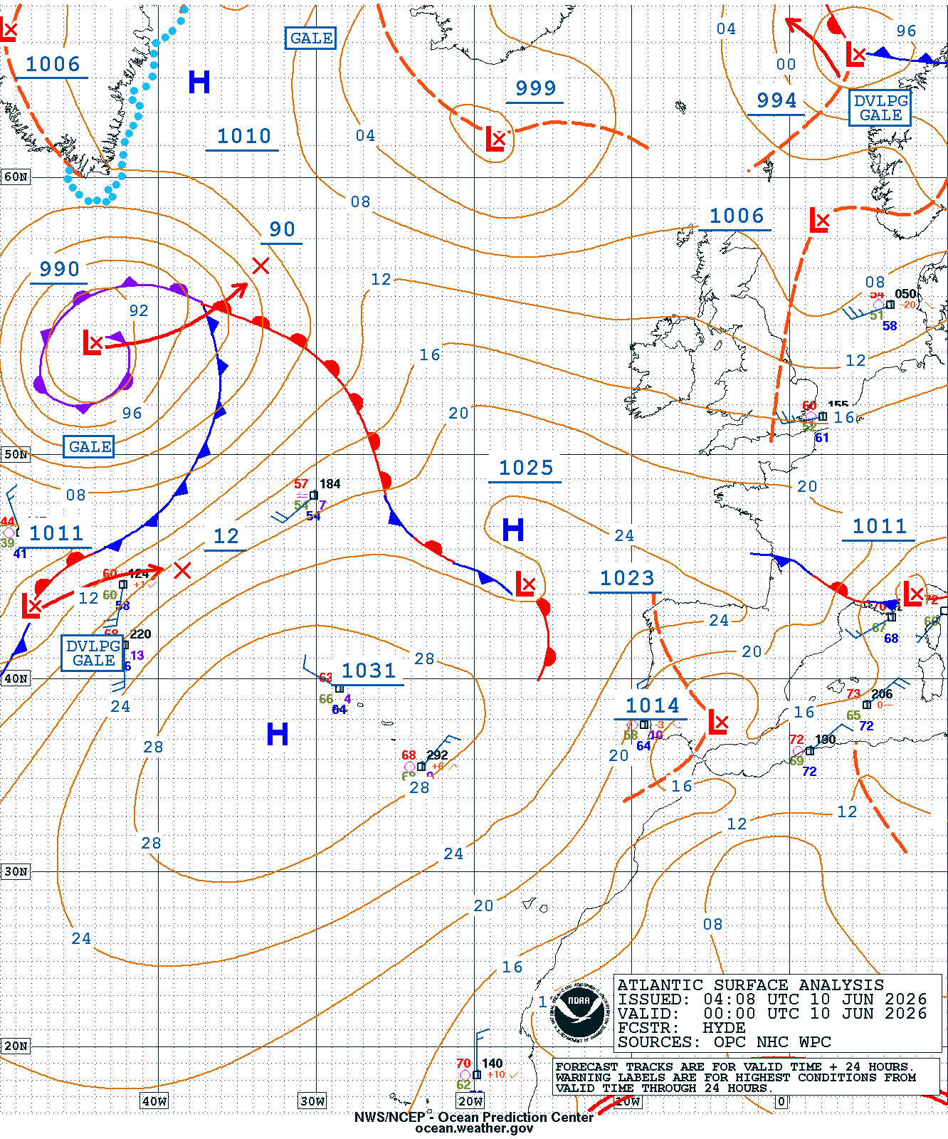East Atlantic Surface Analysis