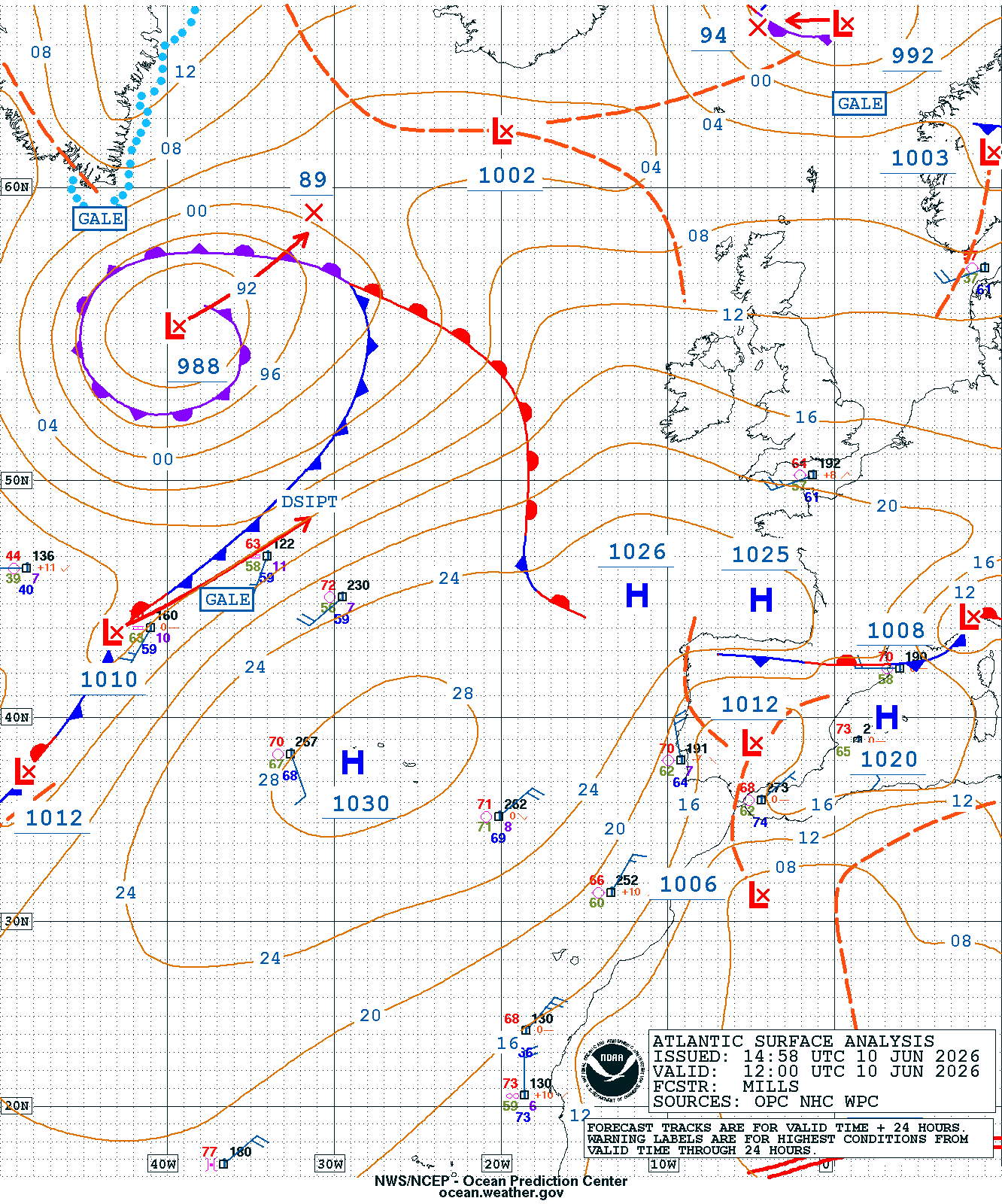 East Atlantic Surface Analysis