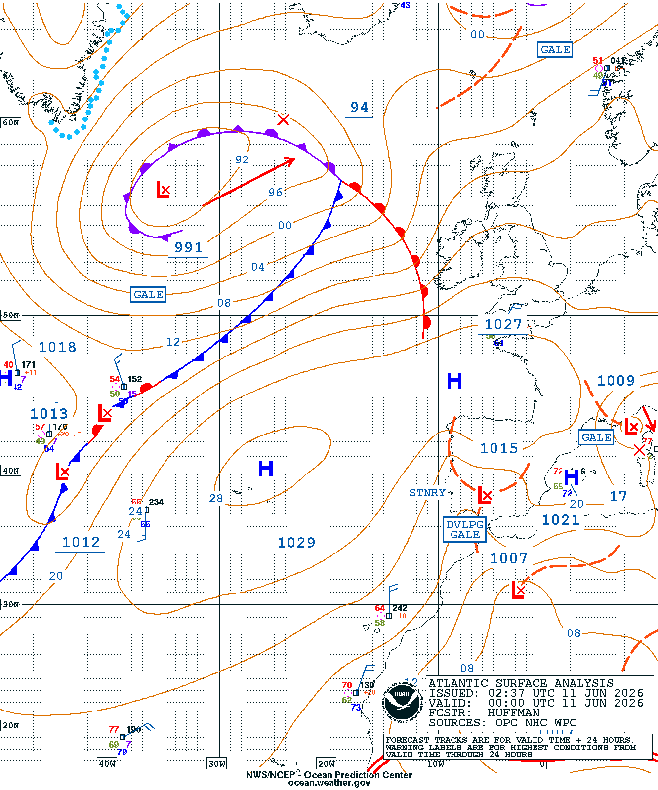 East Atlantic Surface Analysis