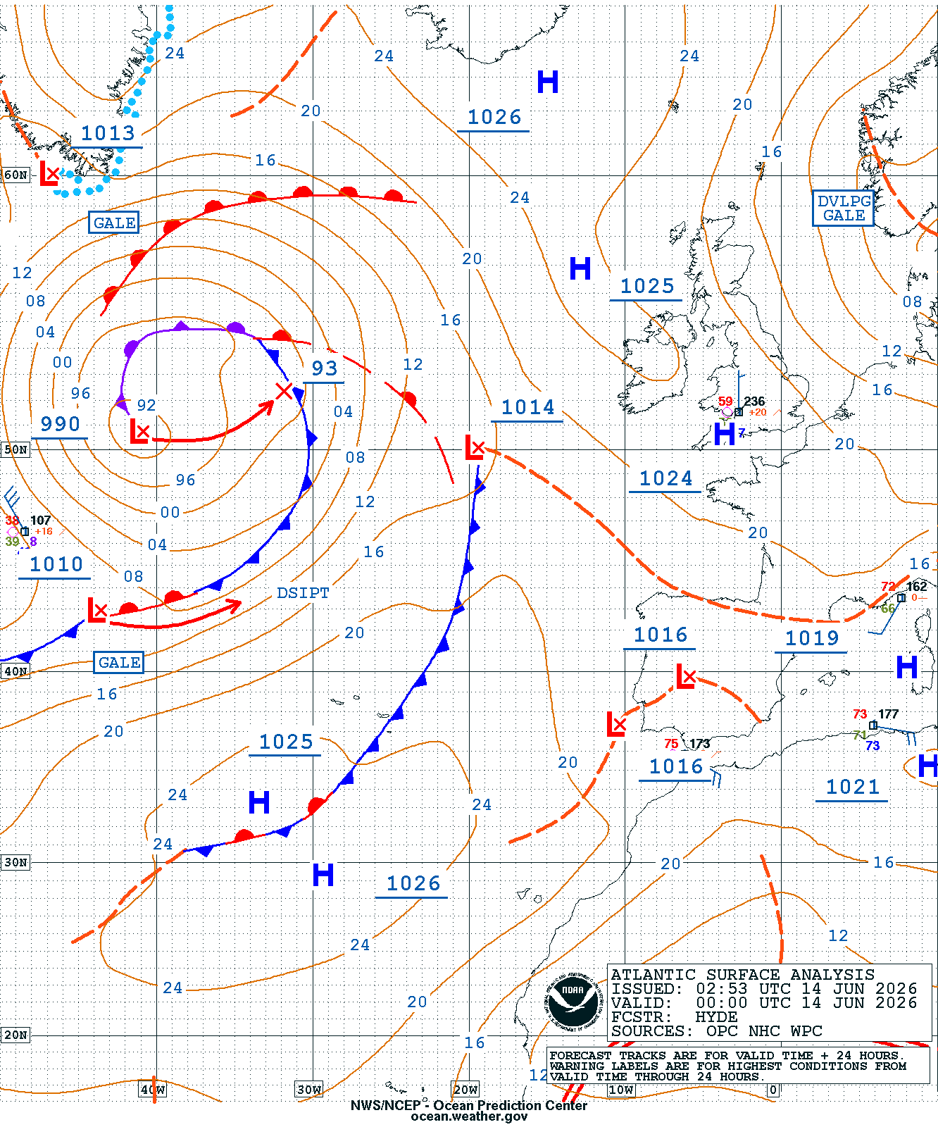 East Atlantic Surface Analysis