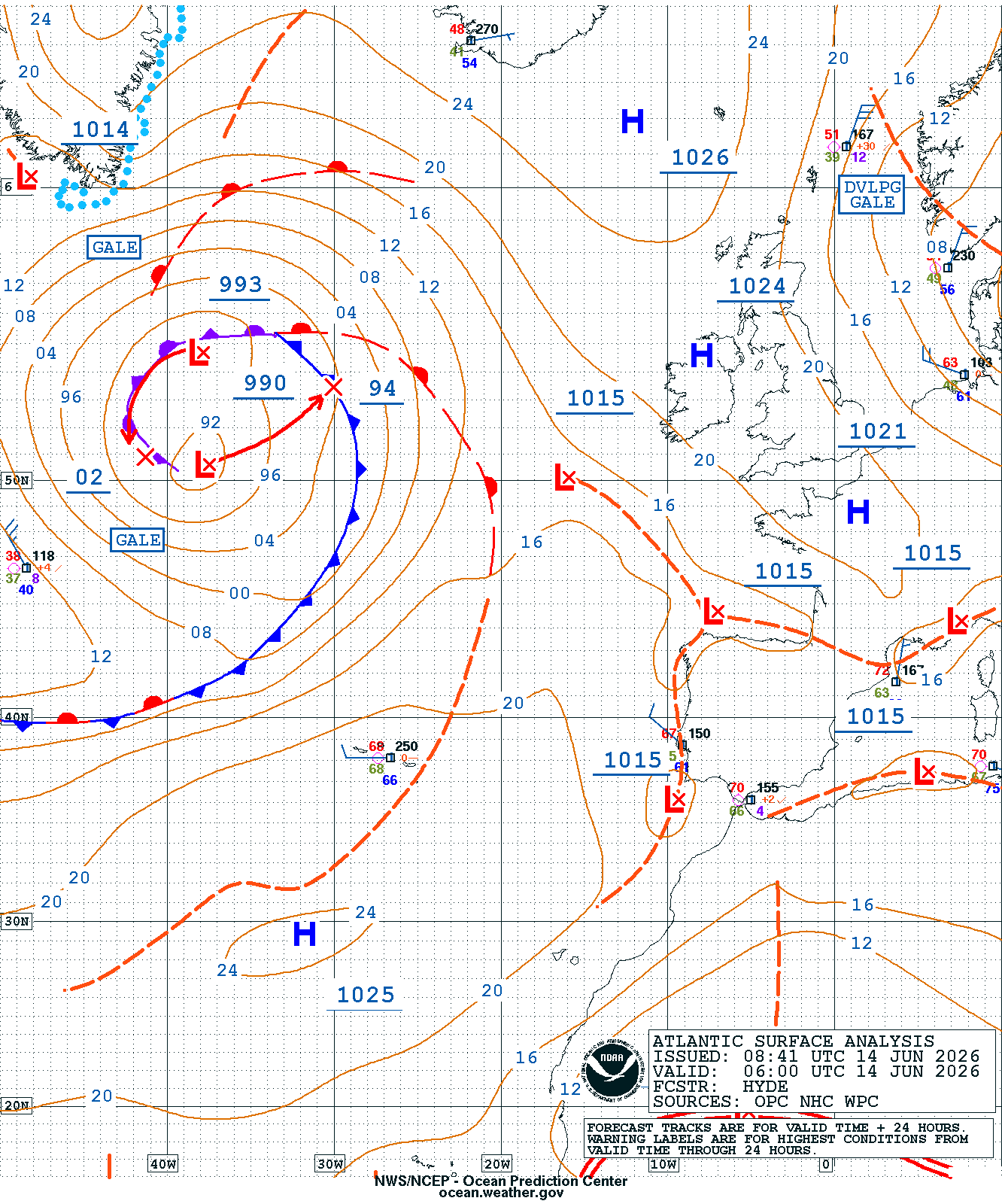 East Atlantic Surface Analysis