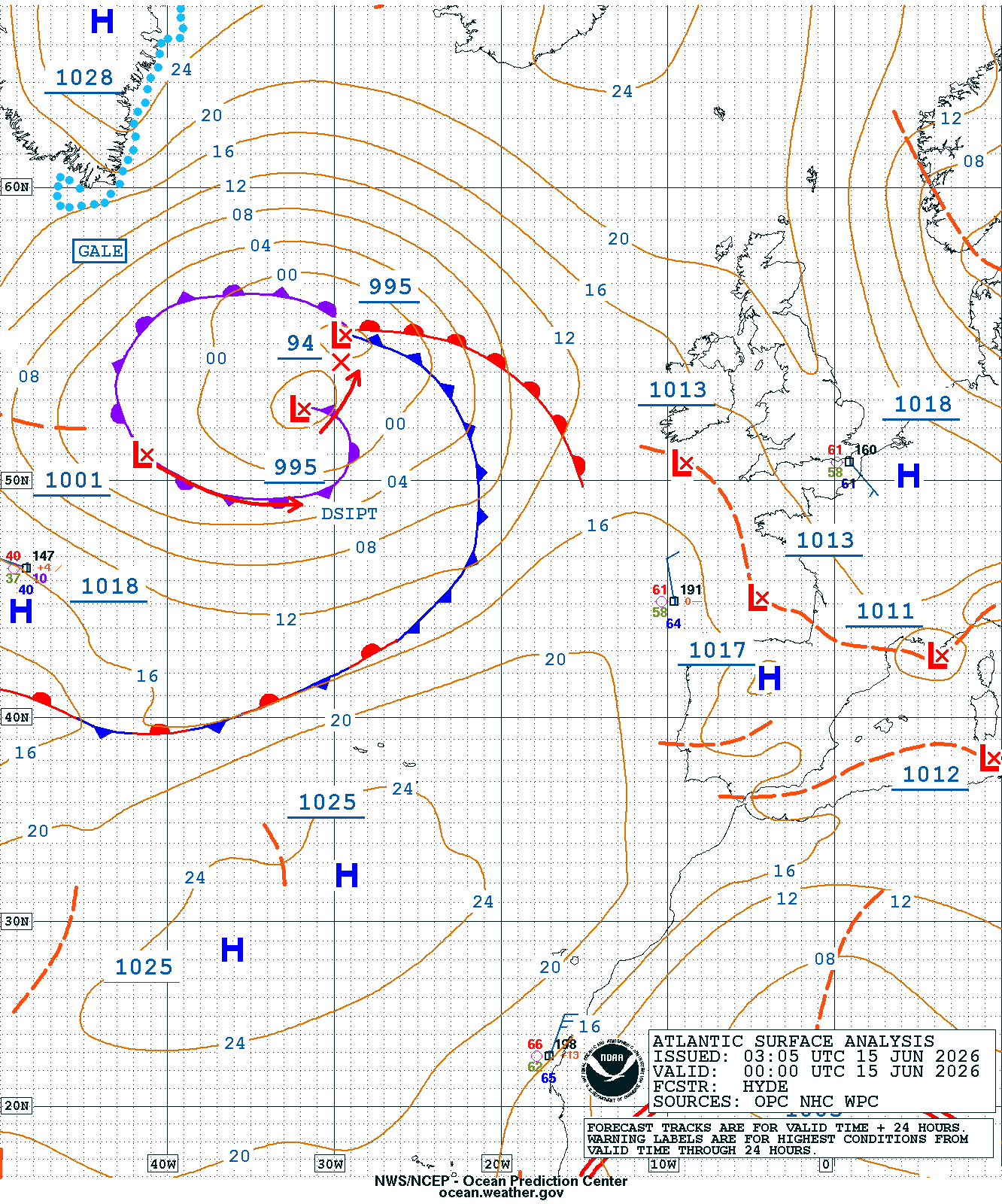 East Atlantic Surface Analysis