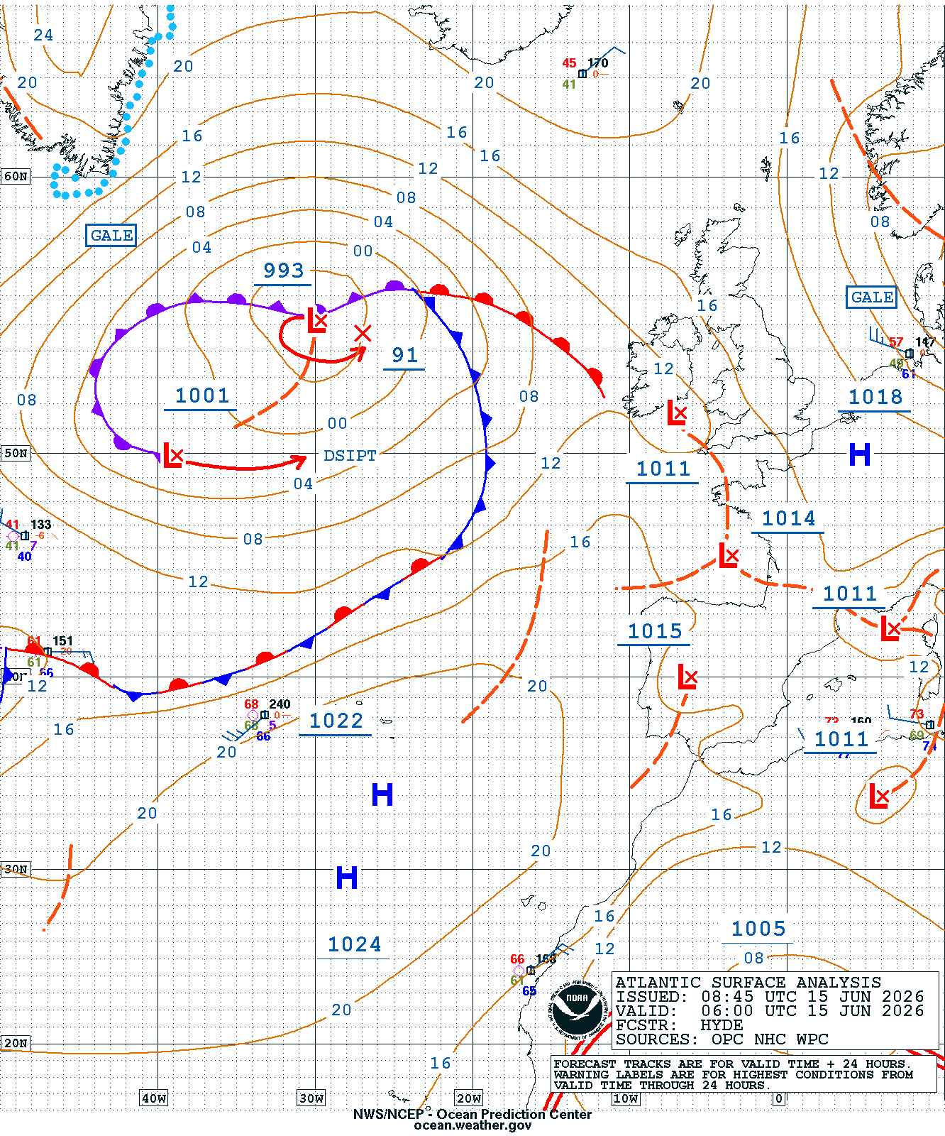 East Atlantic Surface Analysis