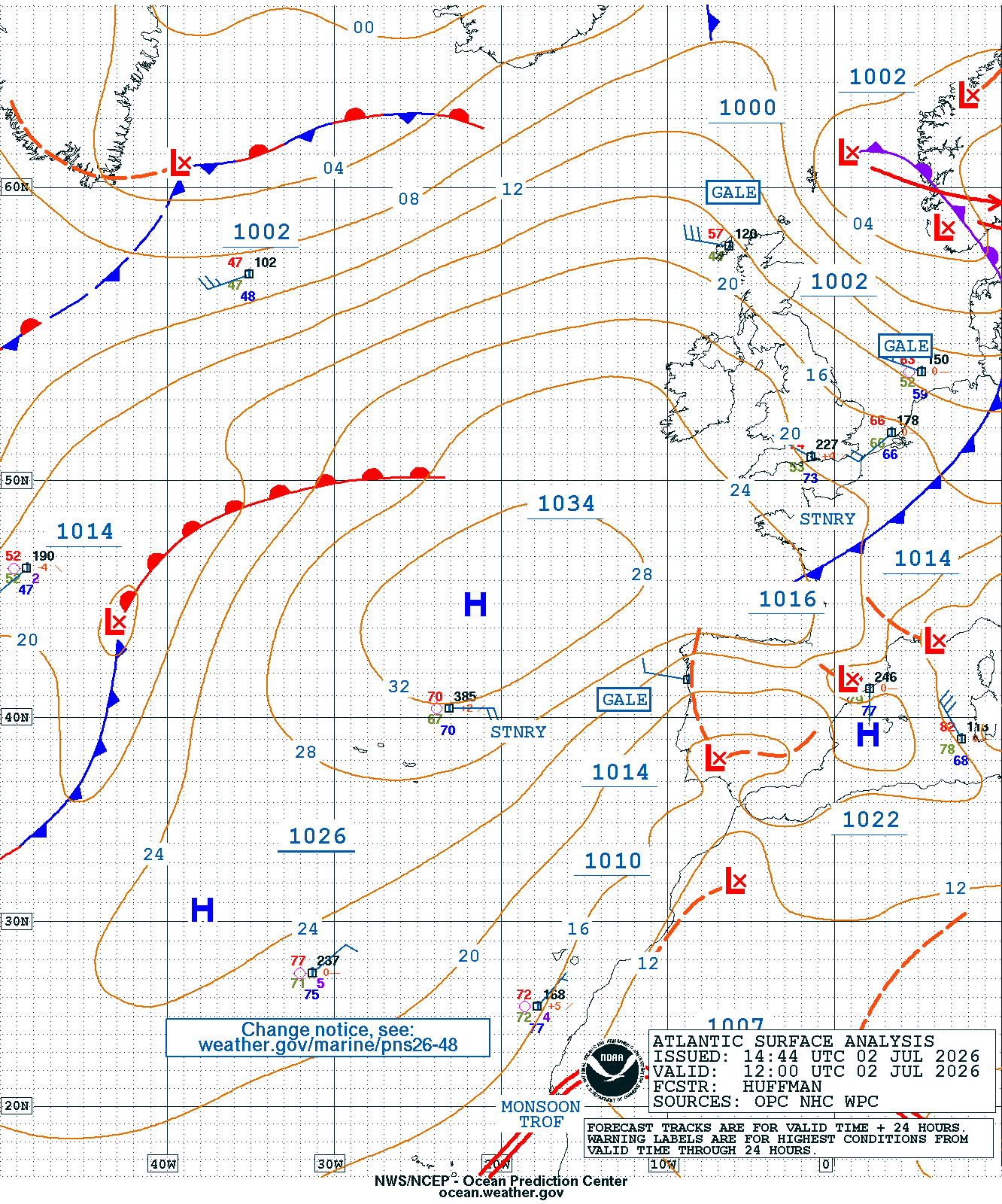 East Atlantic Surface Analysis