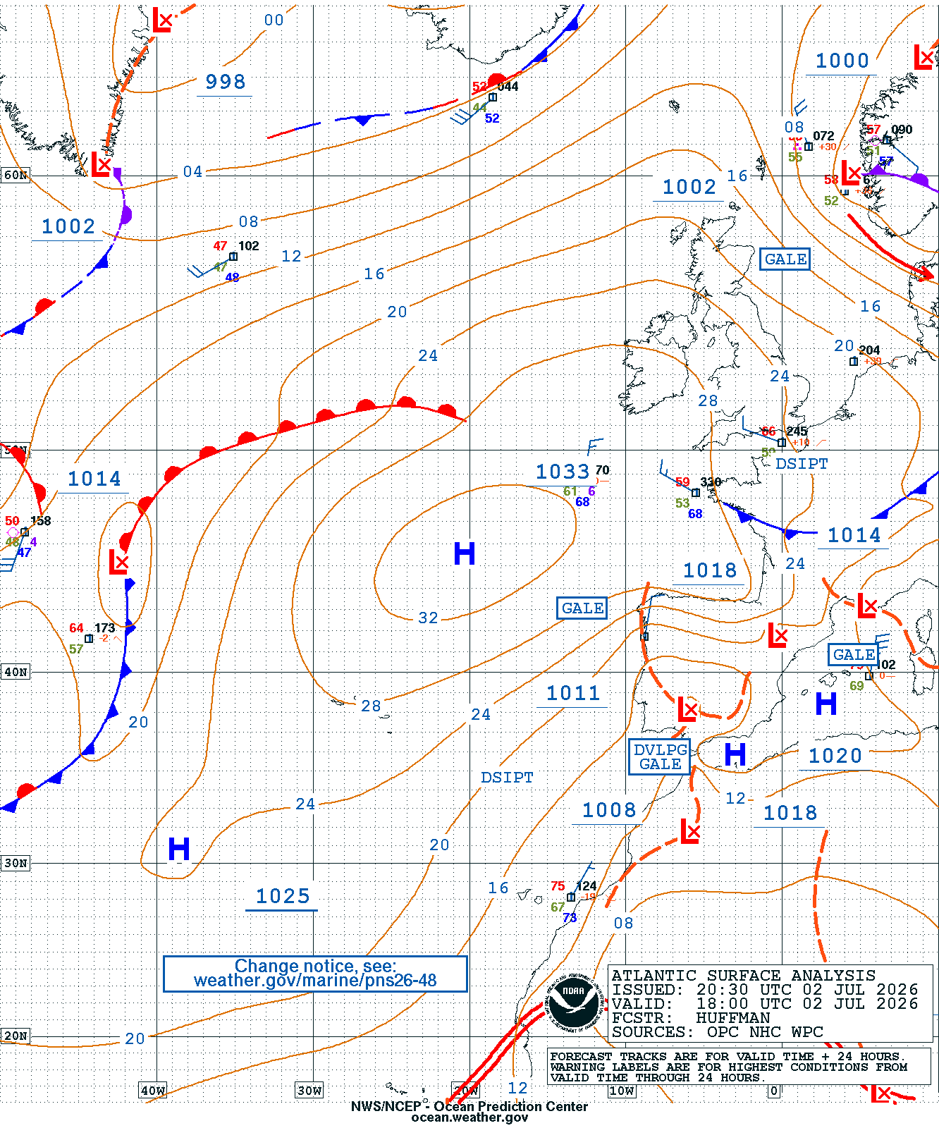 East Atlantic Surface Analysis