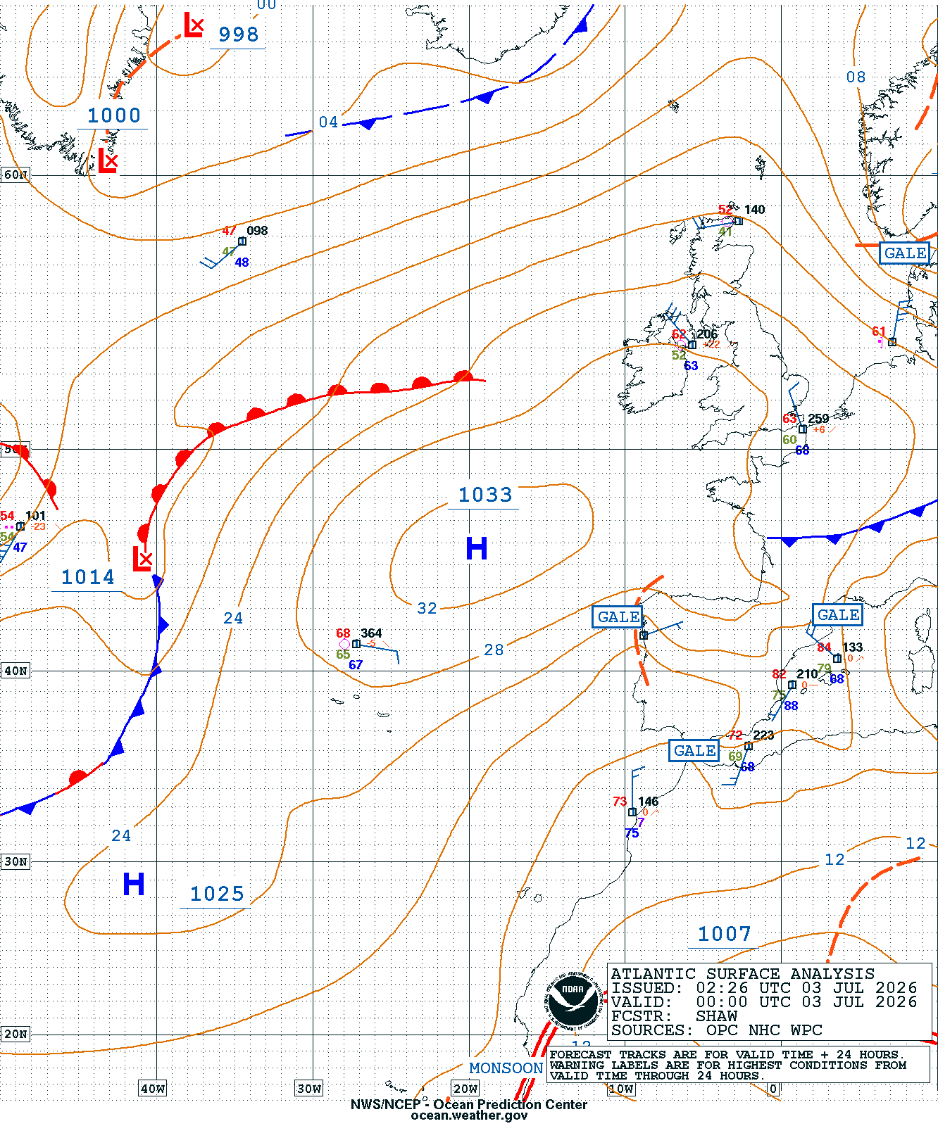 East Atlantic Surface Analysis