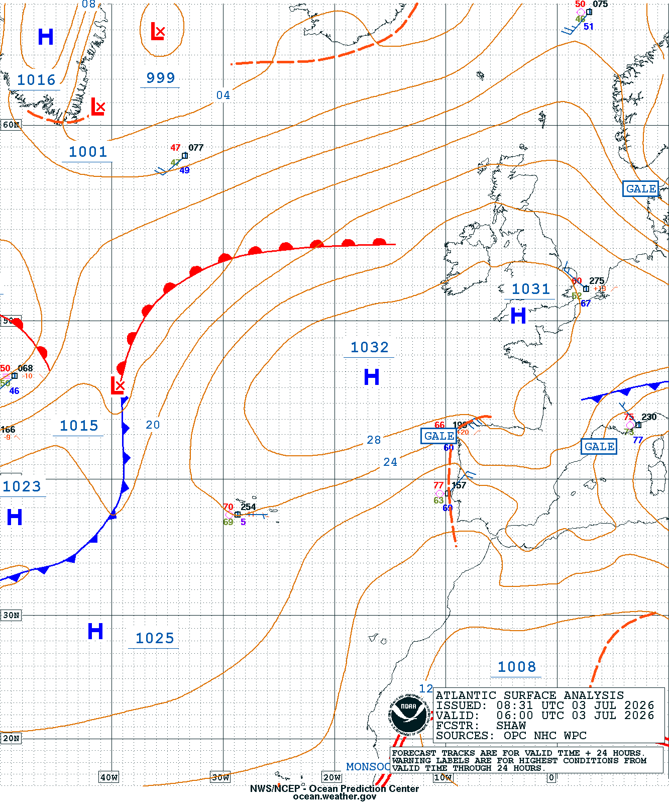 East Atlantic Surface Analysis