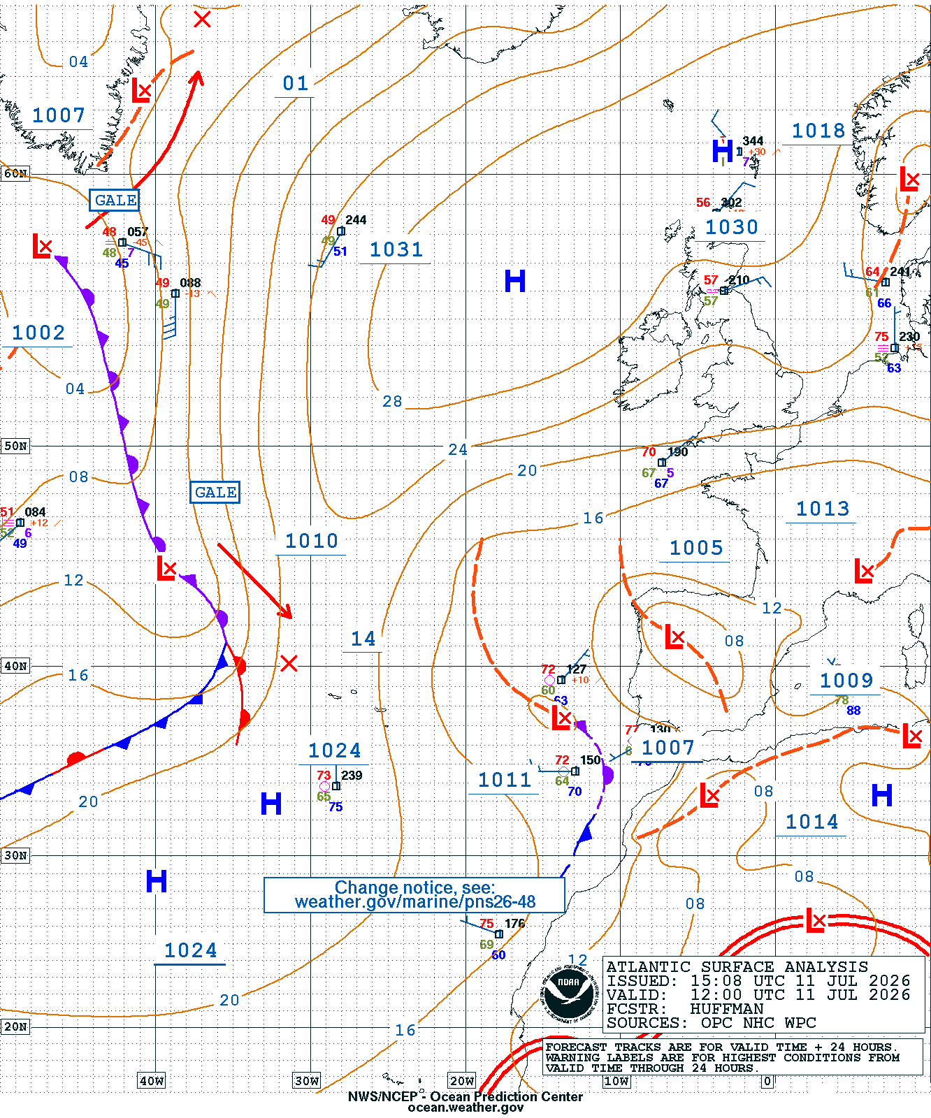 East Atlantic Surface Analysis