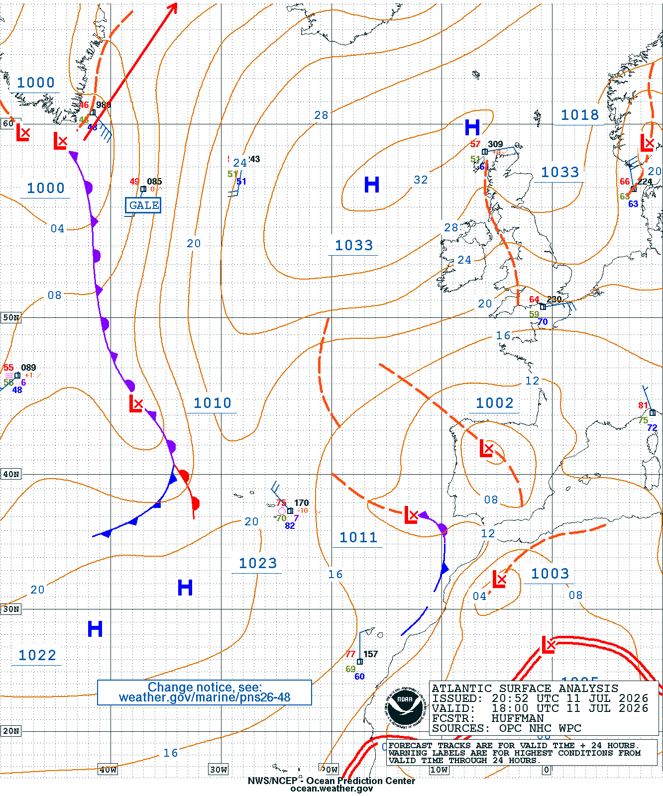 East Atlantic Surface Analysis