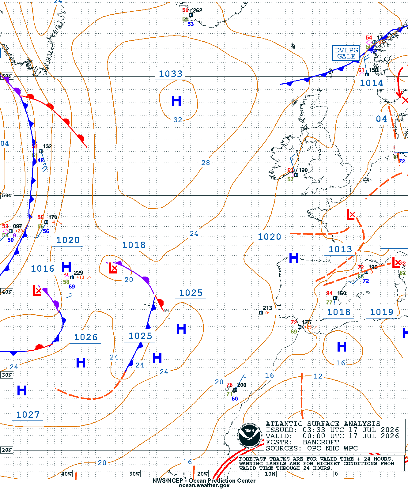 East Atlantic Surface Analysis