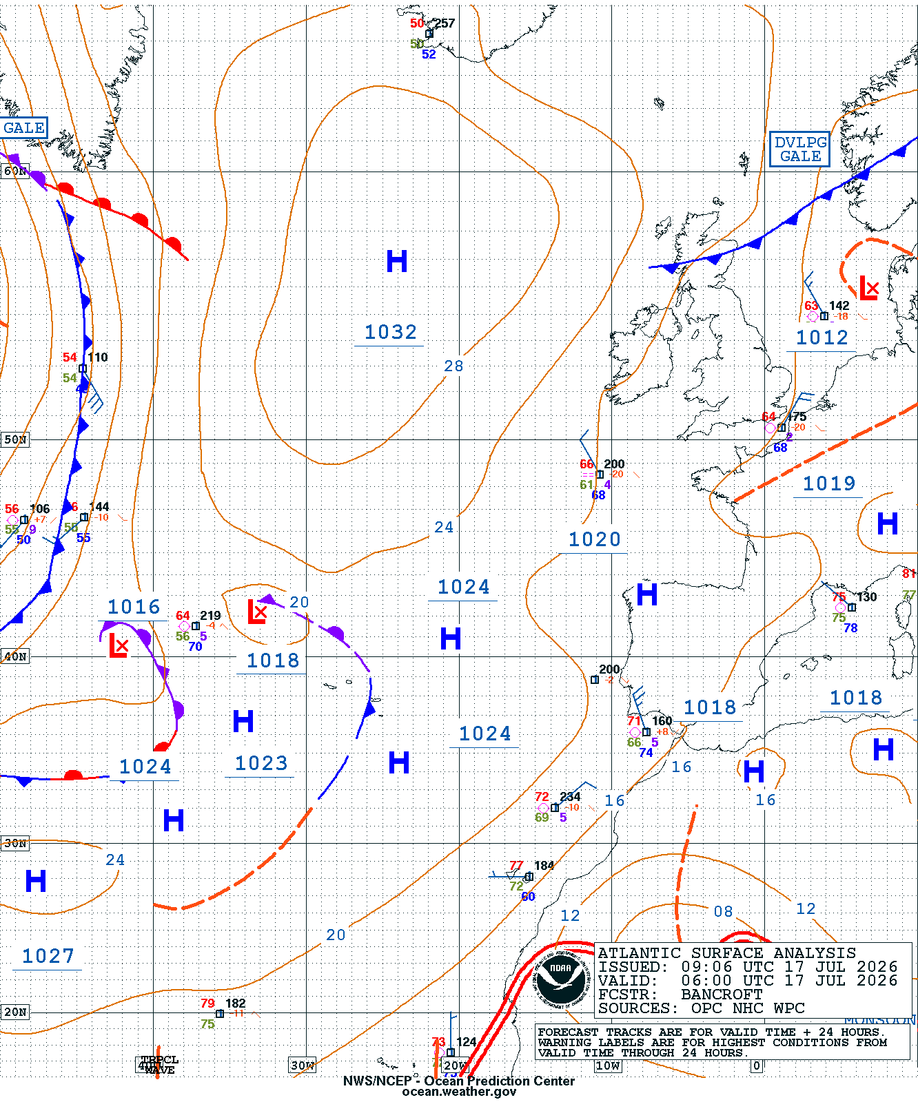 East Atlantic Surface Analysis