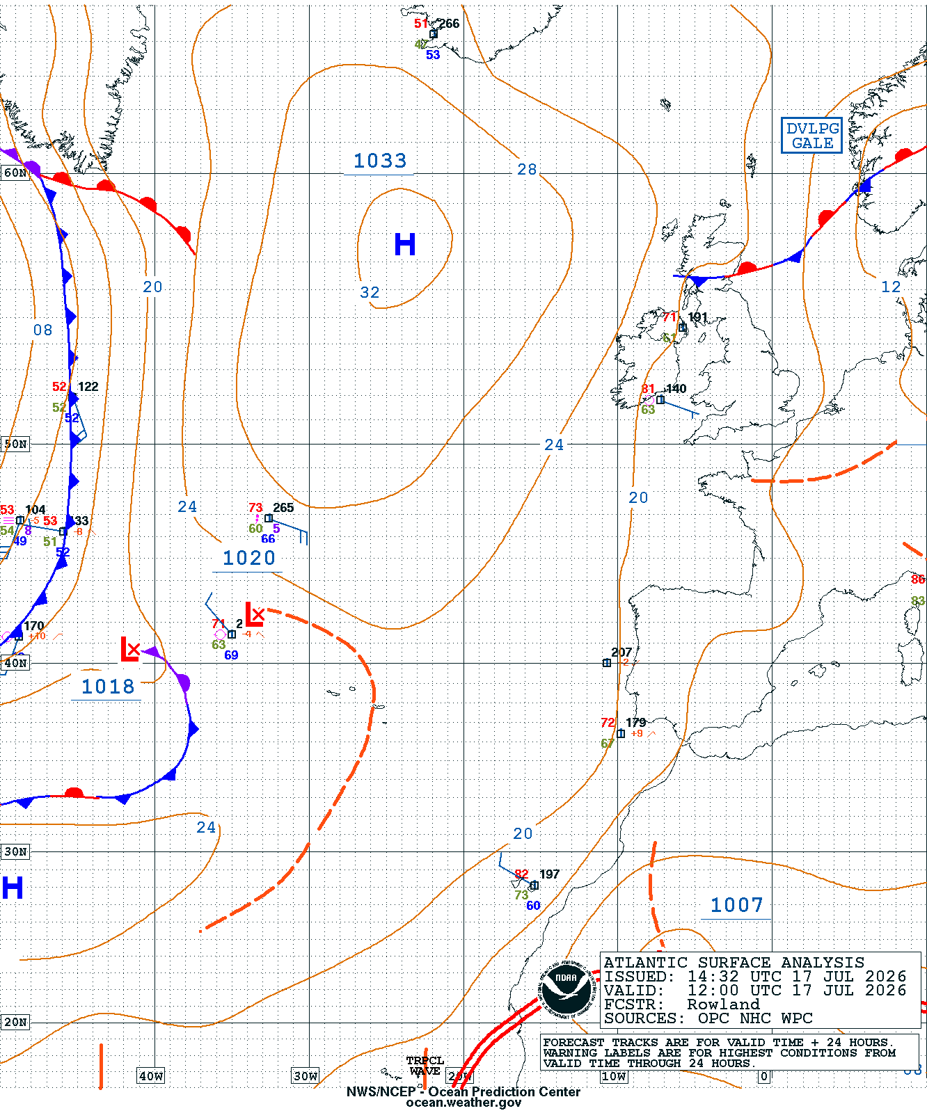 East Atlantic Surface Analysis