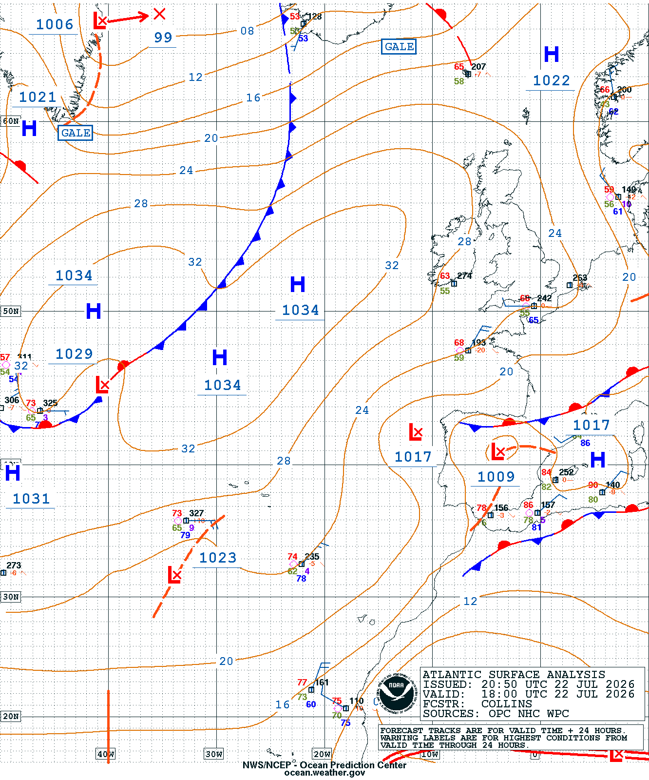 East Atlantic Surface Analysis