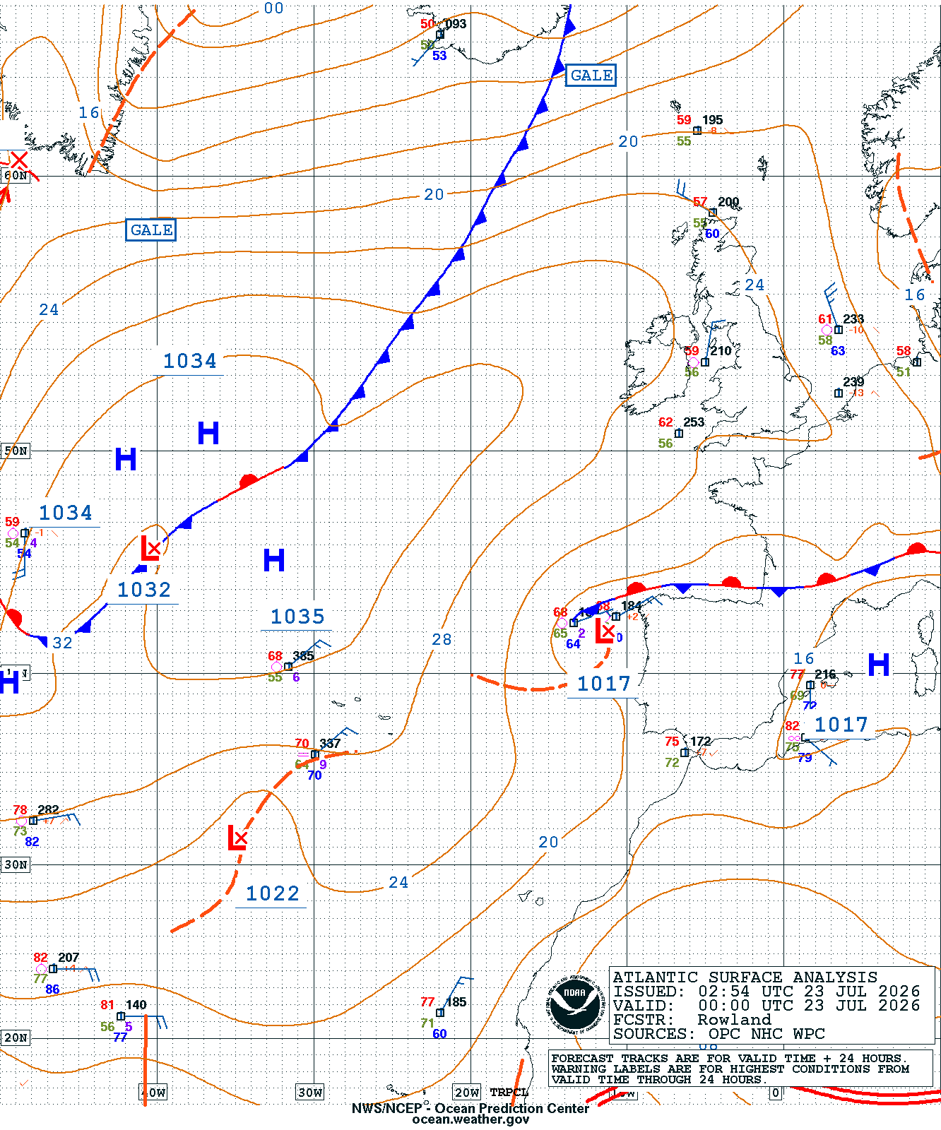 East Atlantic Surface Analysis