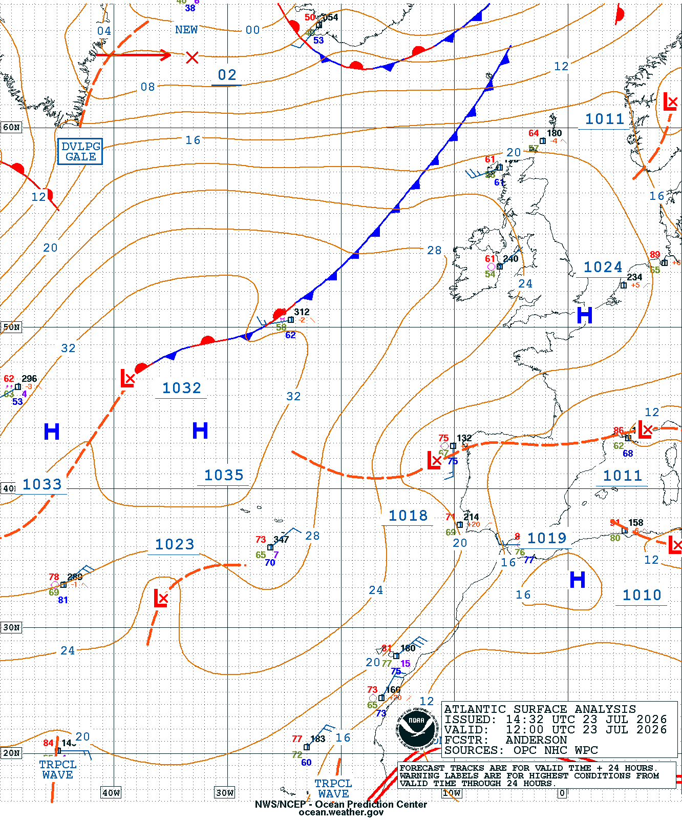East Atlantic Surface Analysis