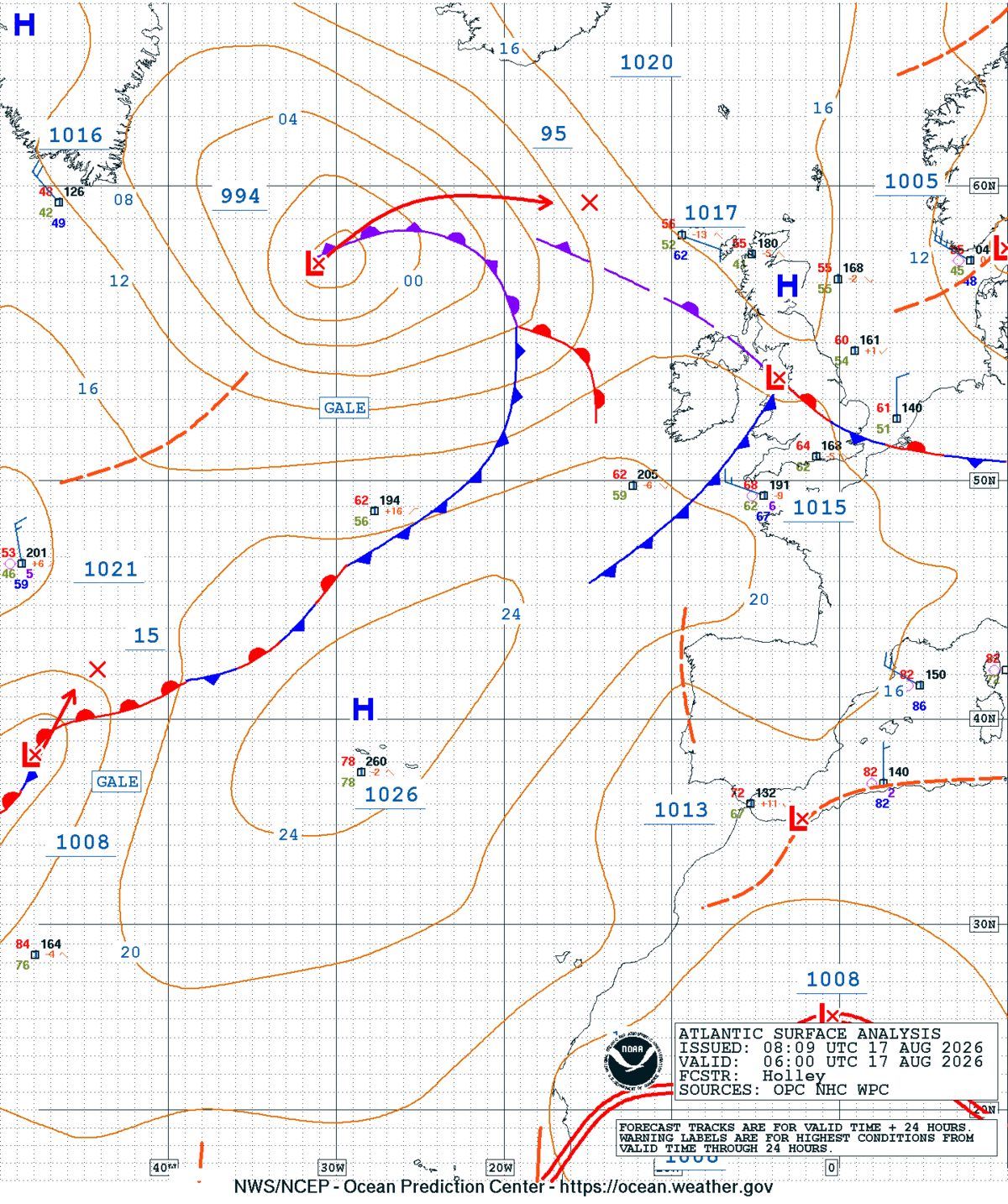East Atlantic Surface Analysis