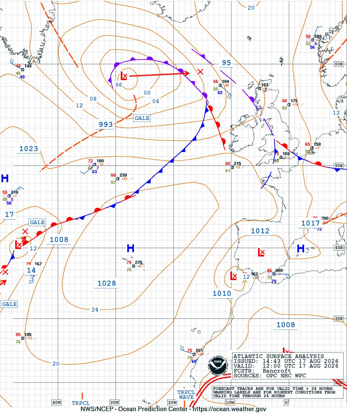 East Atlantic Surface Analysis