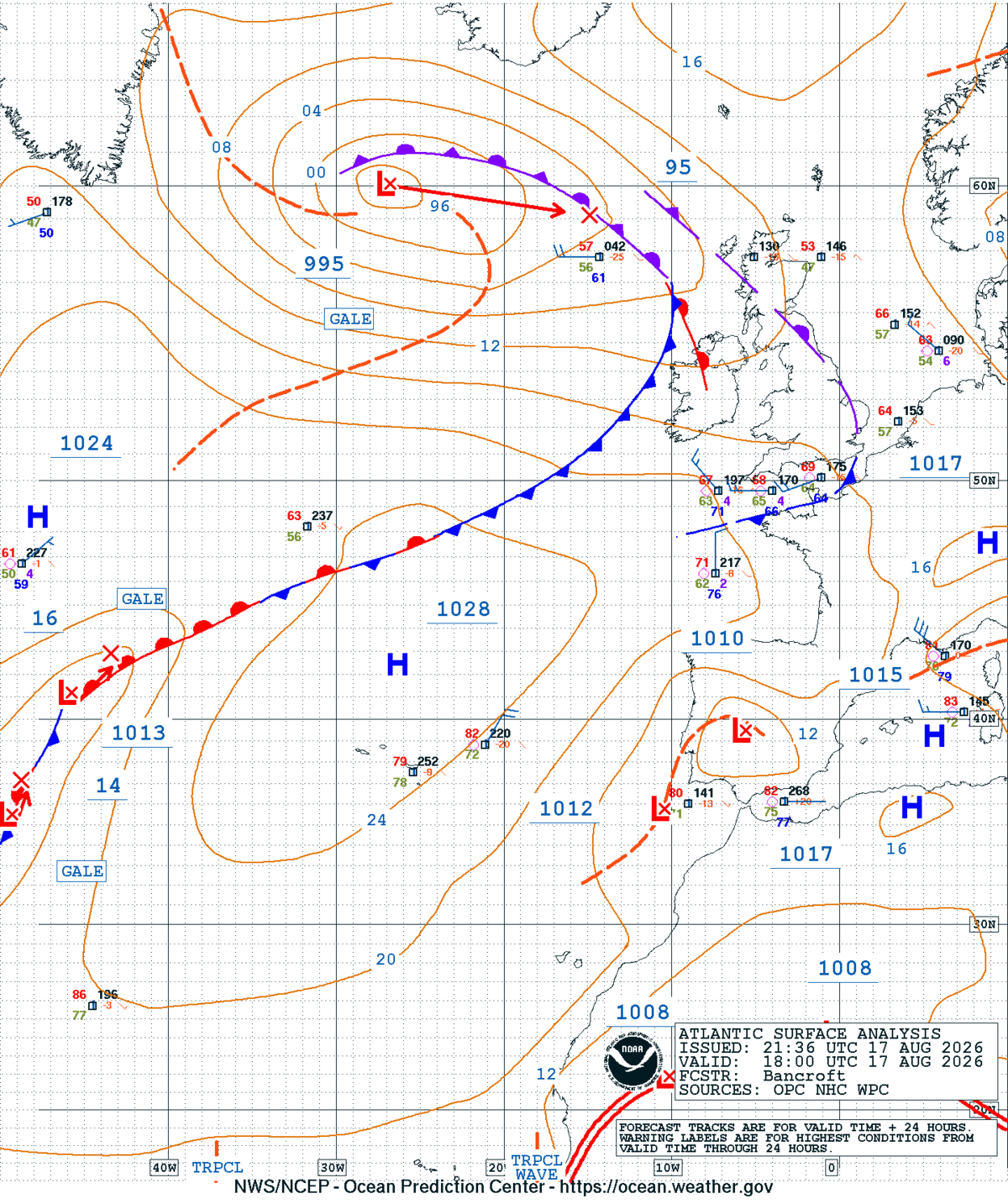 East Atlantic Surface Analysis