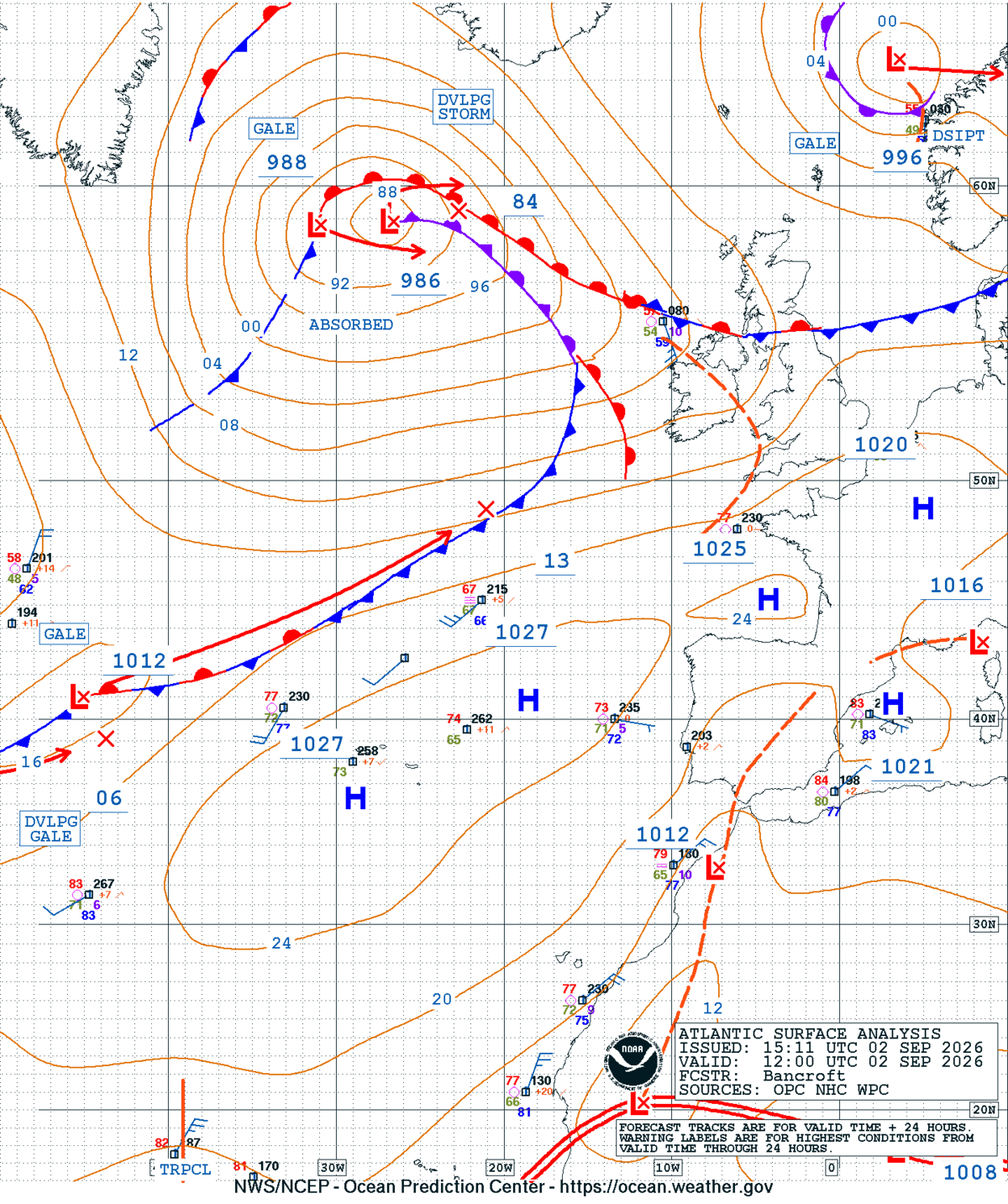 East Atlantic Surface Analysis