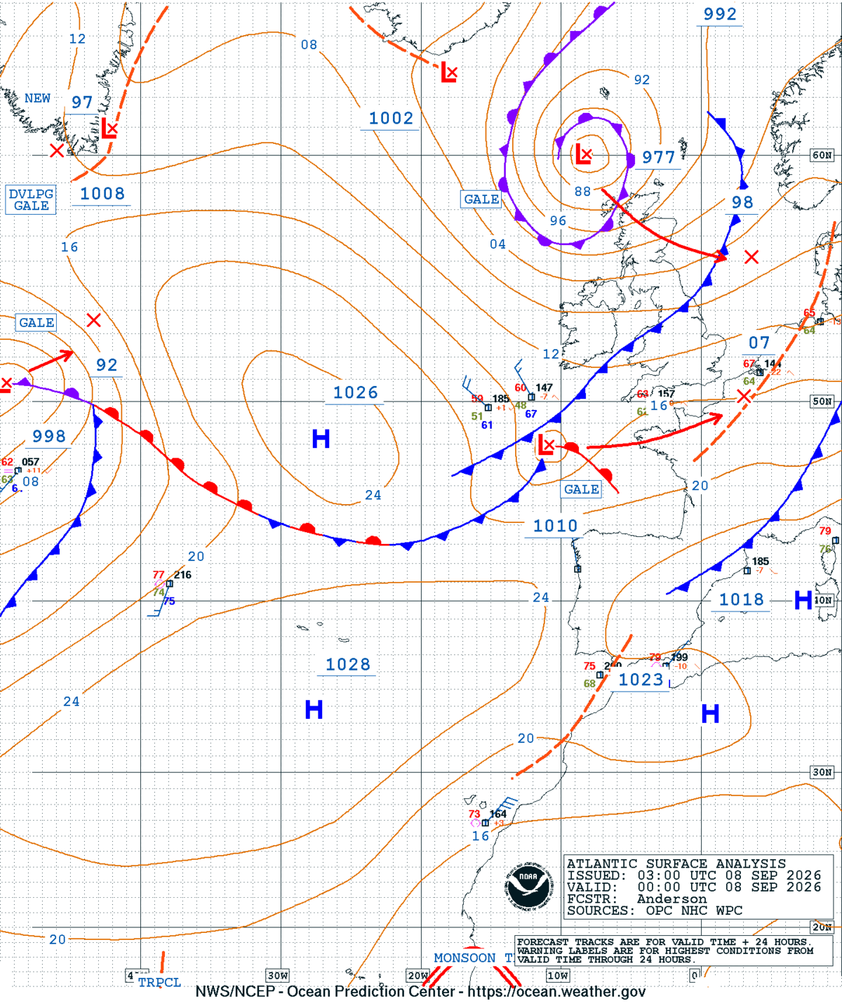 East Atlantic Surface Analysis