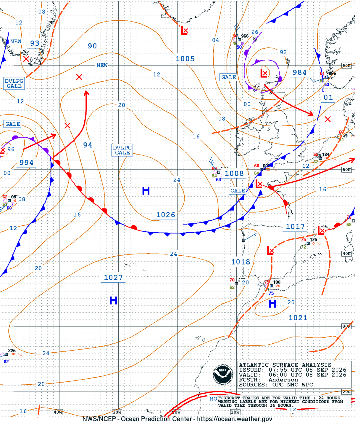 East Atlantic Surface Analysis