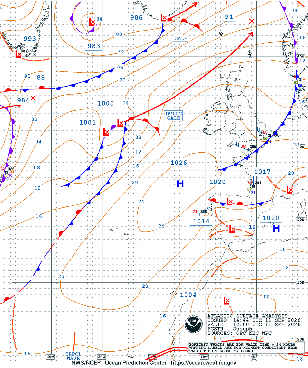 East Atlantic Surface Analysis