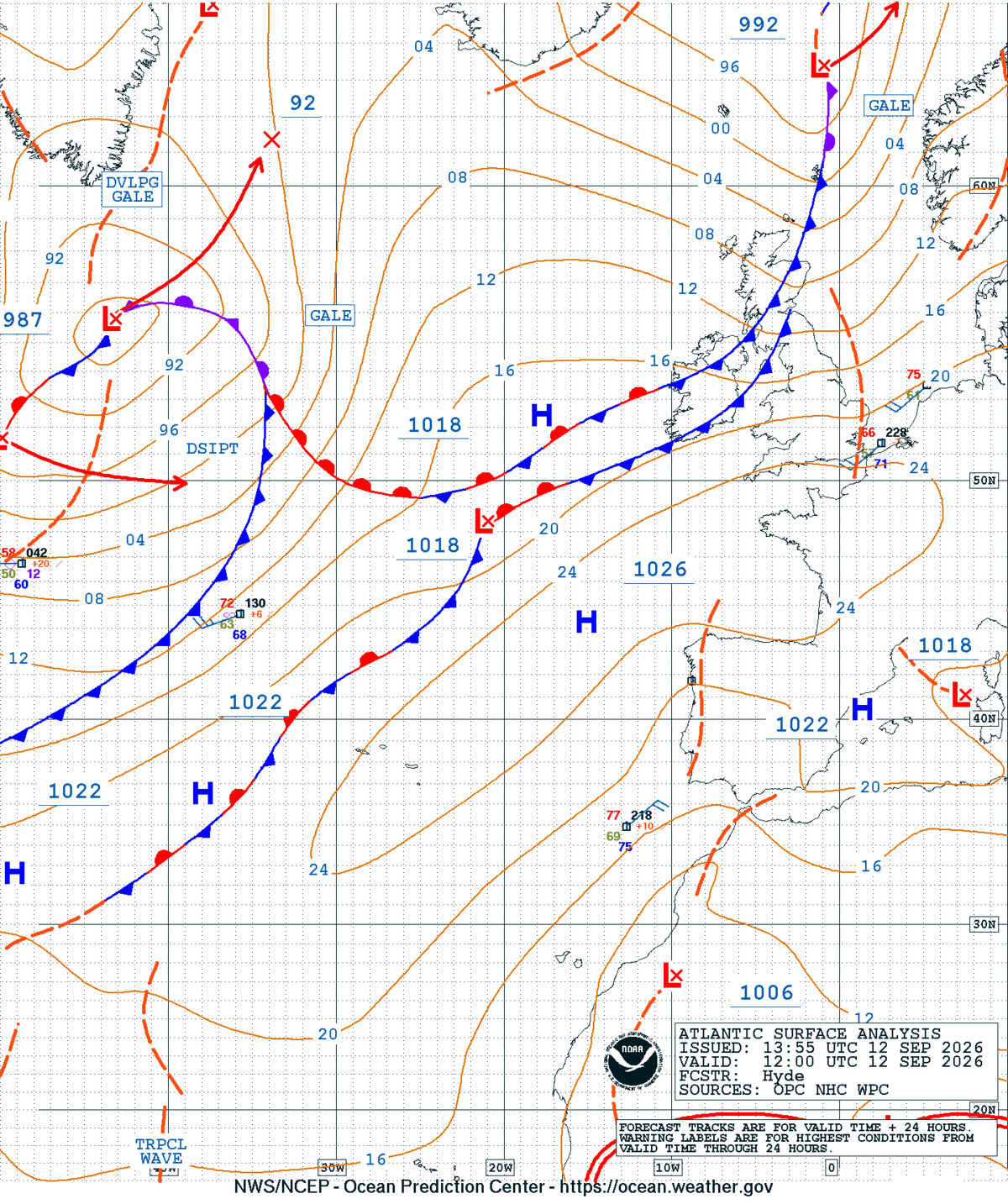 East Atlantic Surface Analysis
